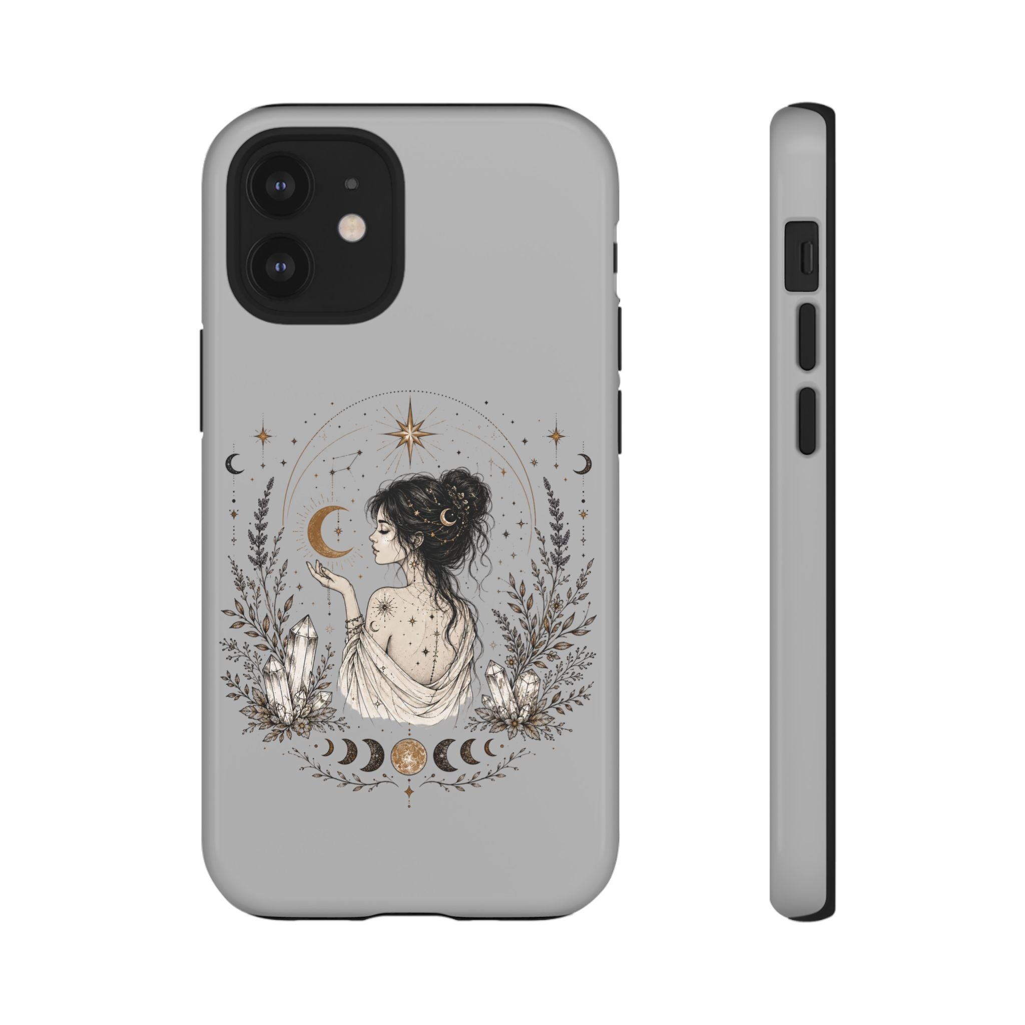 Celestial Witch Illustration Phone Case | Moon Magic, Crystals, Botanical