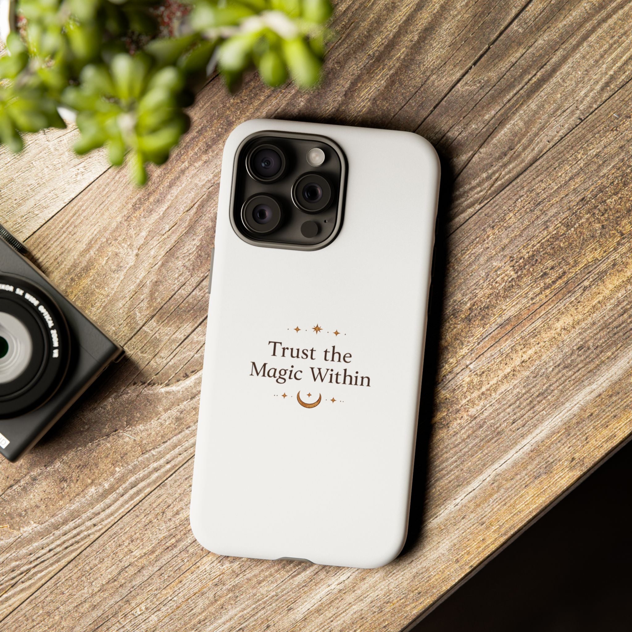 Trust the Magic Within phone case | inspirational moon stars design