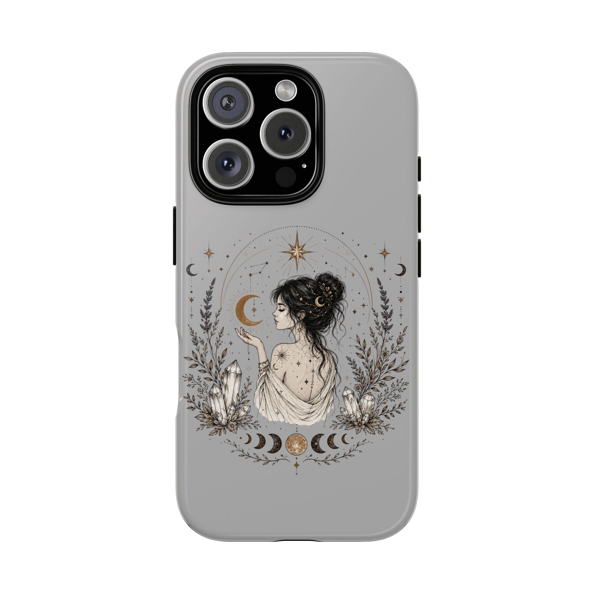 Celestial Witch Illustration Phone Case | Moon Magic, Crystals, Botanical