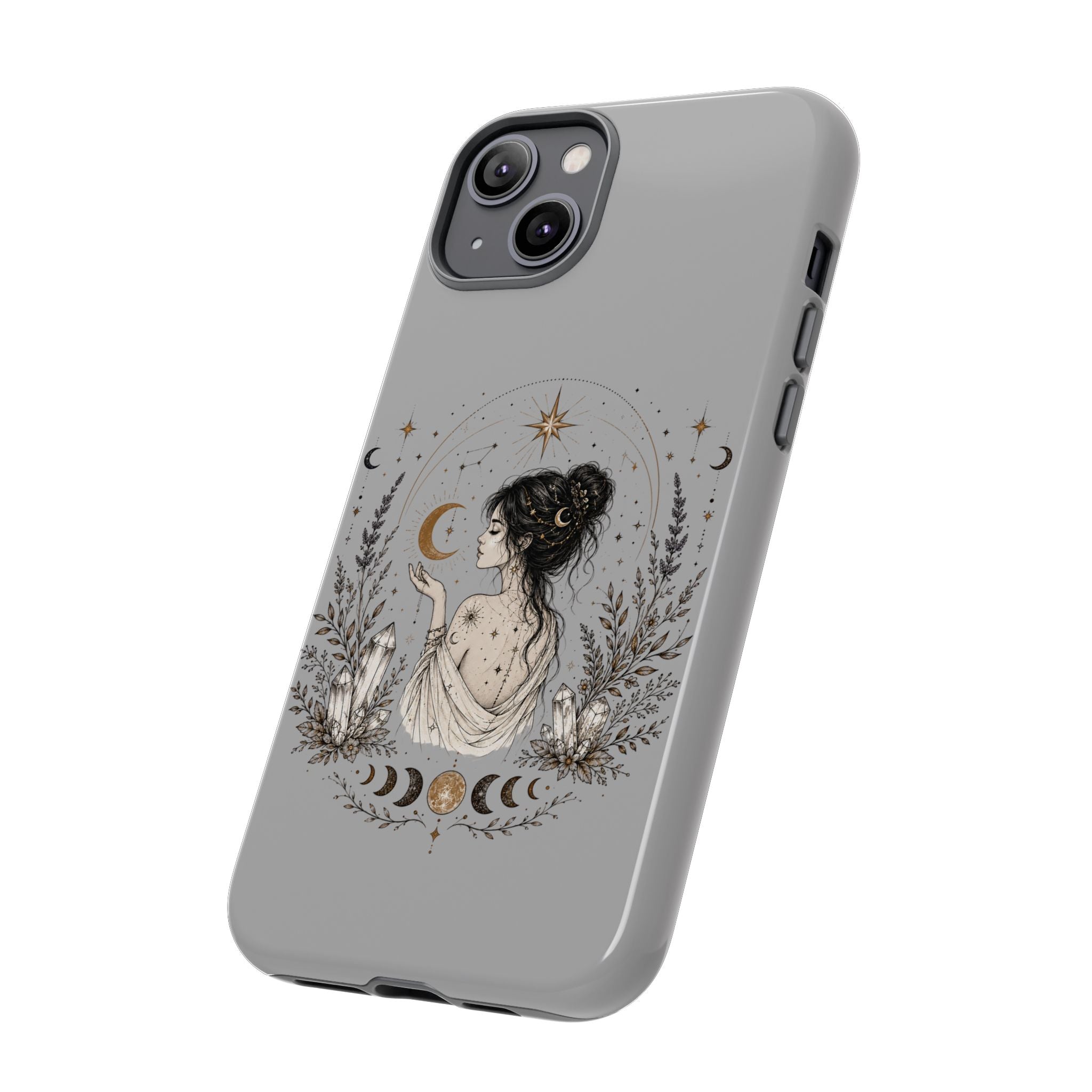 Celestial Witch Illustration Phone Case | Moon Magic, Crystals, Botanical