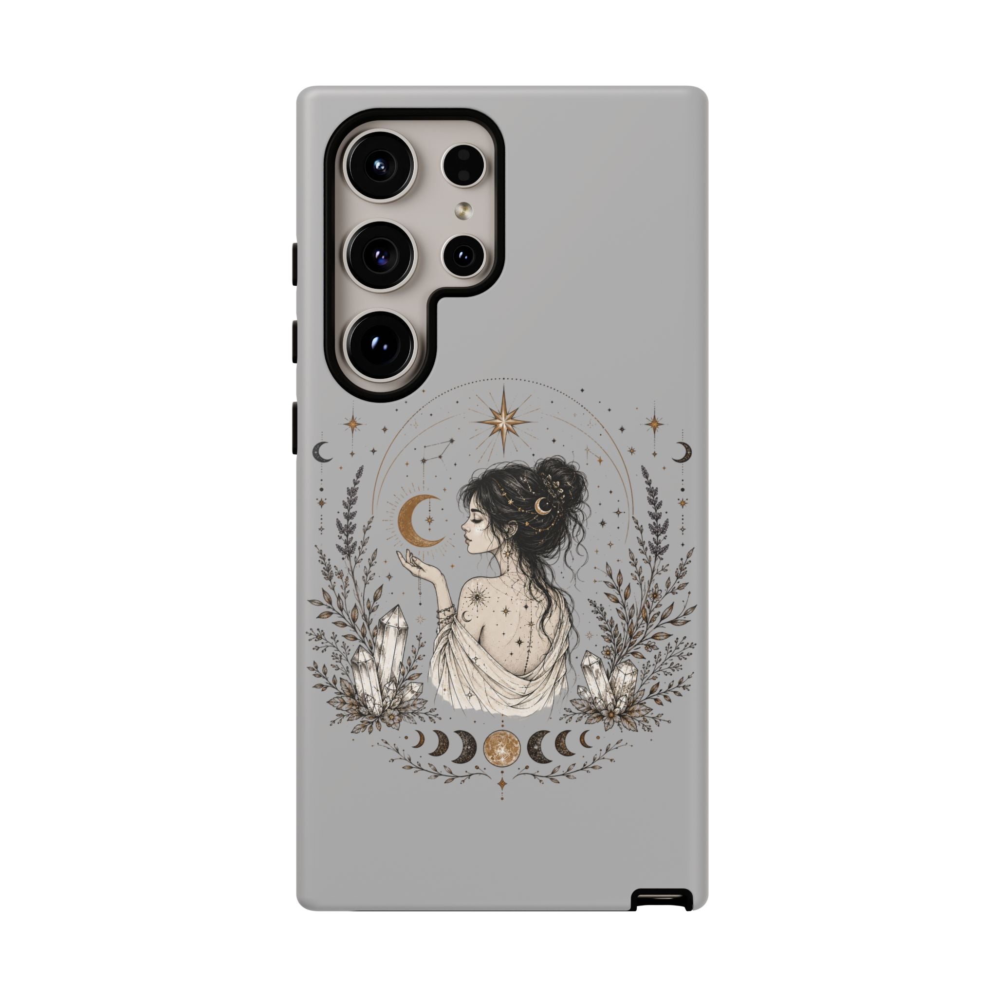 Celestial Witch Illustration Phone Case | Moon Magic, Crystals, Botanical