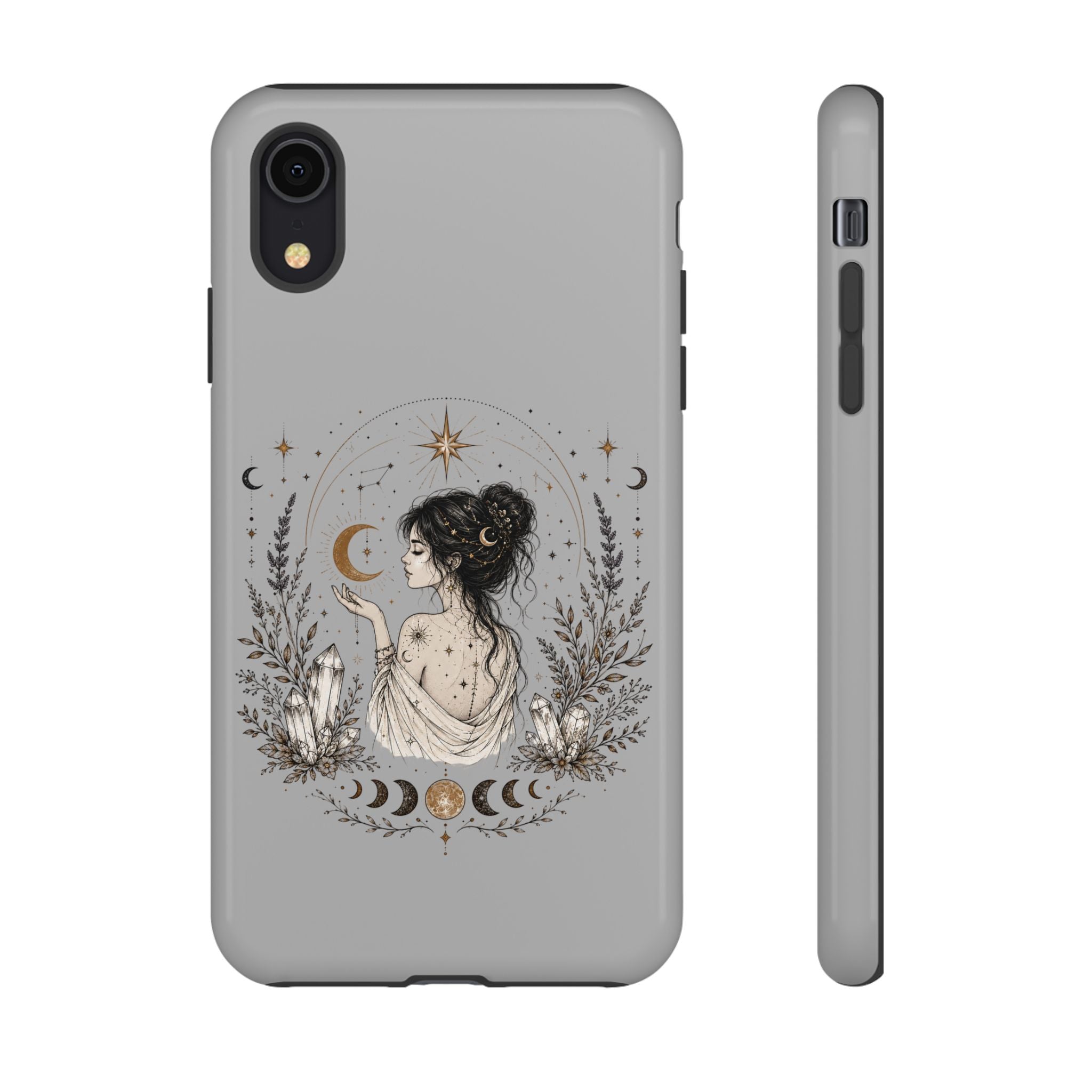 Celestial Witch Illustration Phone Case | Moon Magic, Crystals, Botanical