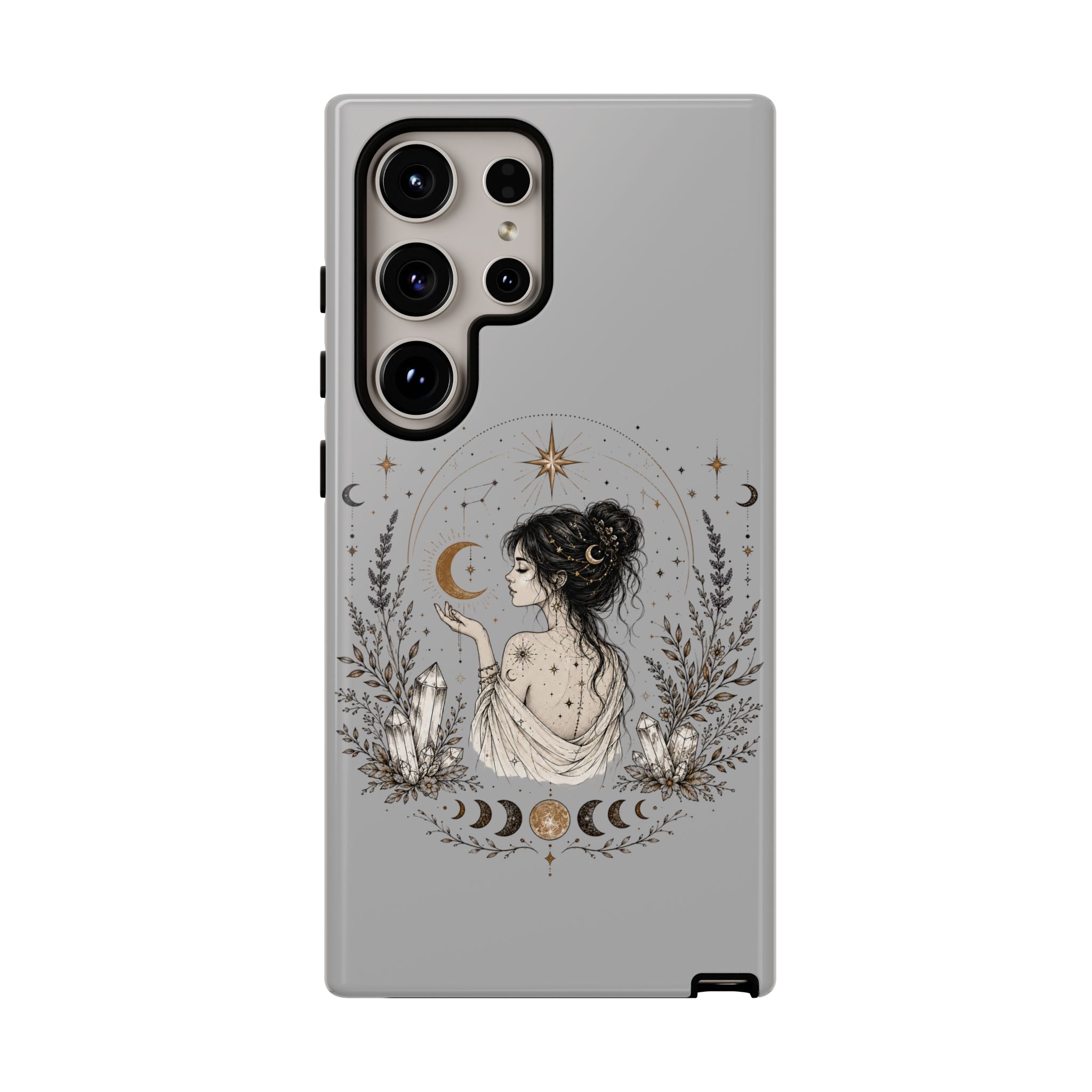 Celestial Witch Illustration Phone Case | Moon Magic, Crystals, Botanical