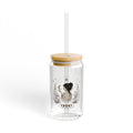 Moon Witch Illustration Sipper Glass | 16oz Glass Tumbler with Straw