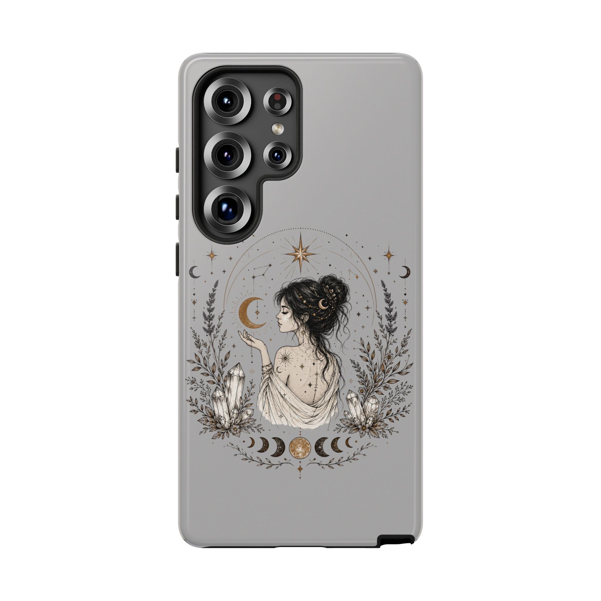 Celestial Witch Illustration Phone Case | Moon Magic, Crystals, Botanical
