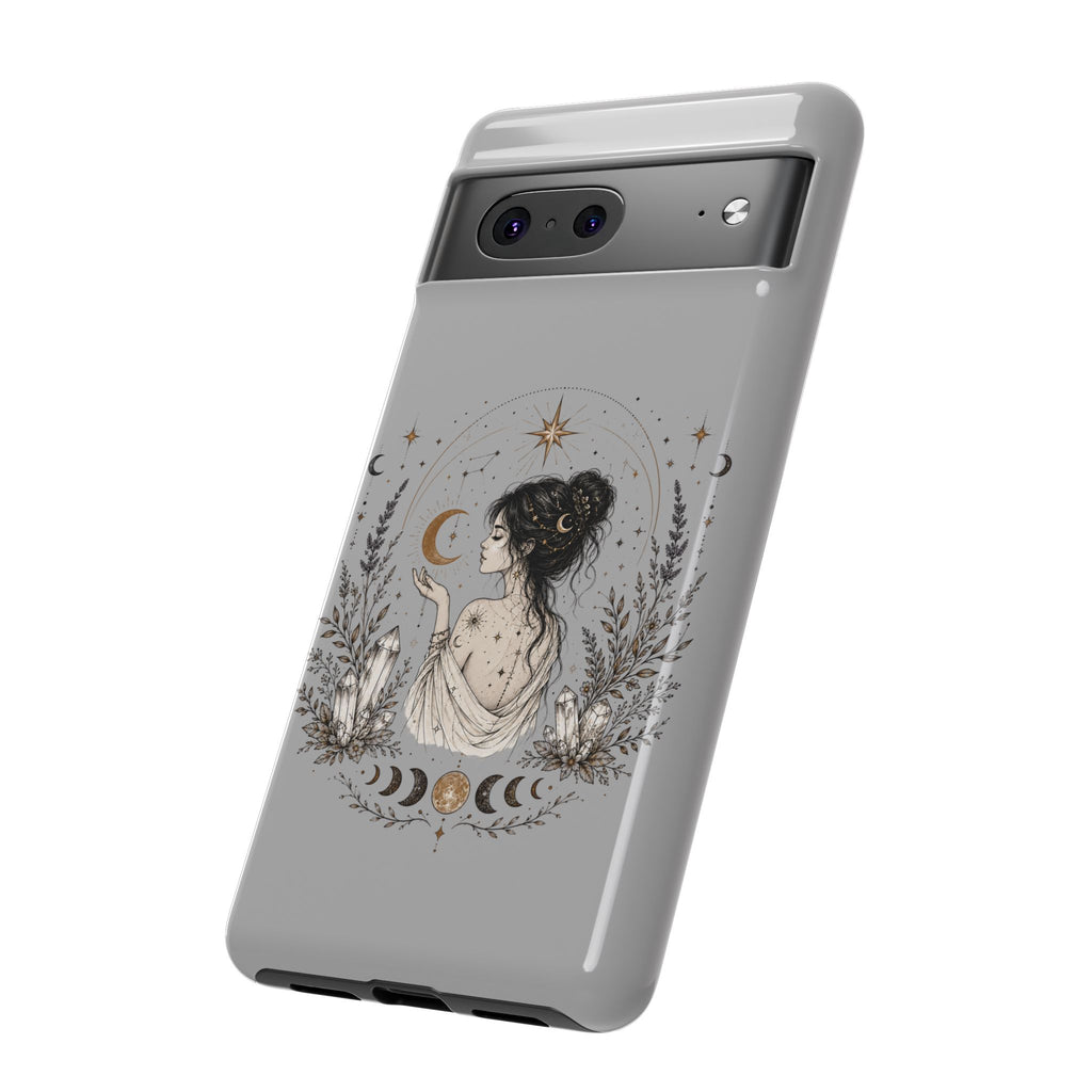 Celestial Witch Illustration Phone Case | Moon Magic, Crystals, Botanical