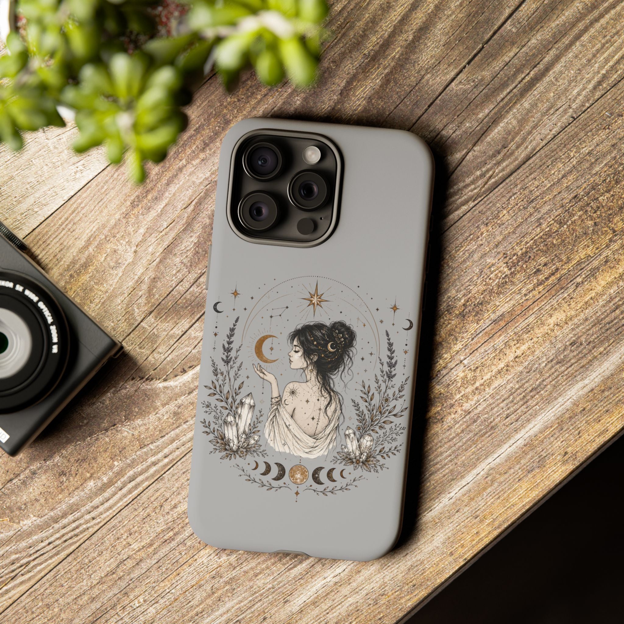 Celestial Witch Illustration Phone Case | Moon Magic, Crystals, Botanical
