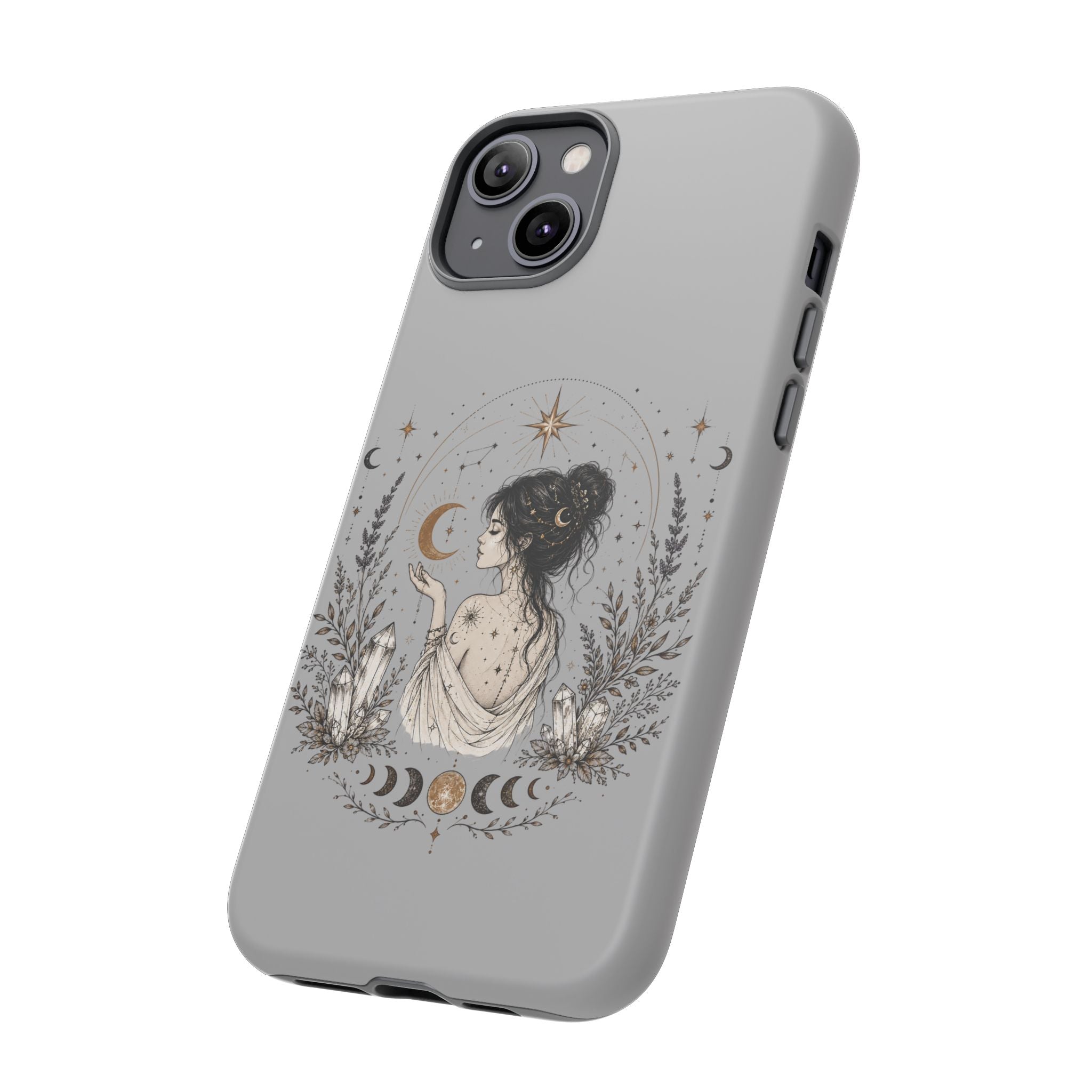 Celestial Witch Illustration Phone Case | Moon Magic, Crystals, Botanical