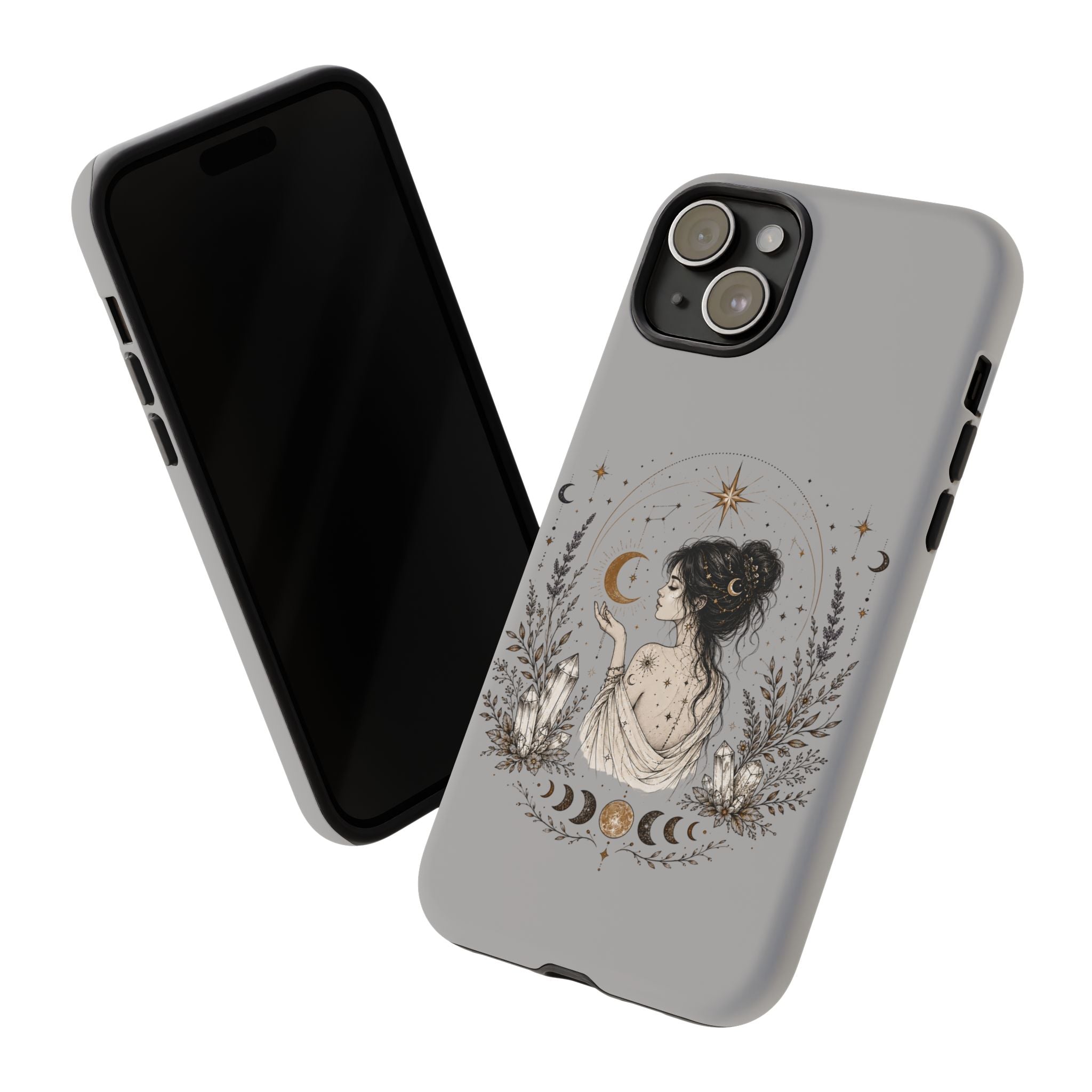 Celestial Witch Illustration Phone Case | Moon Magic, Crystals, Botanical