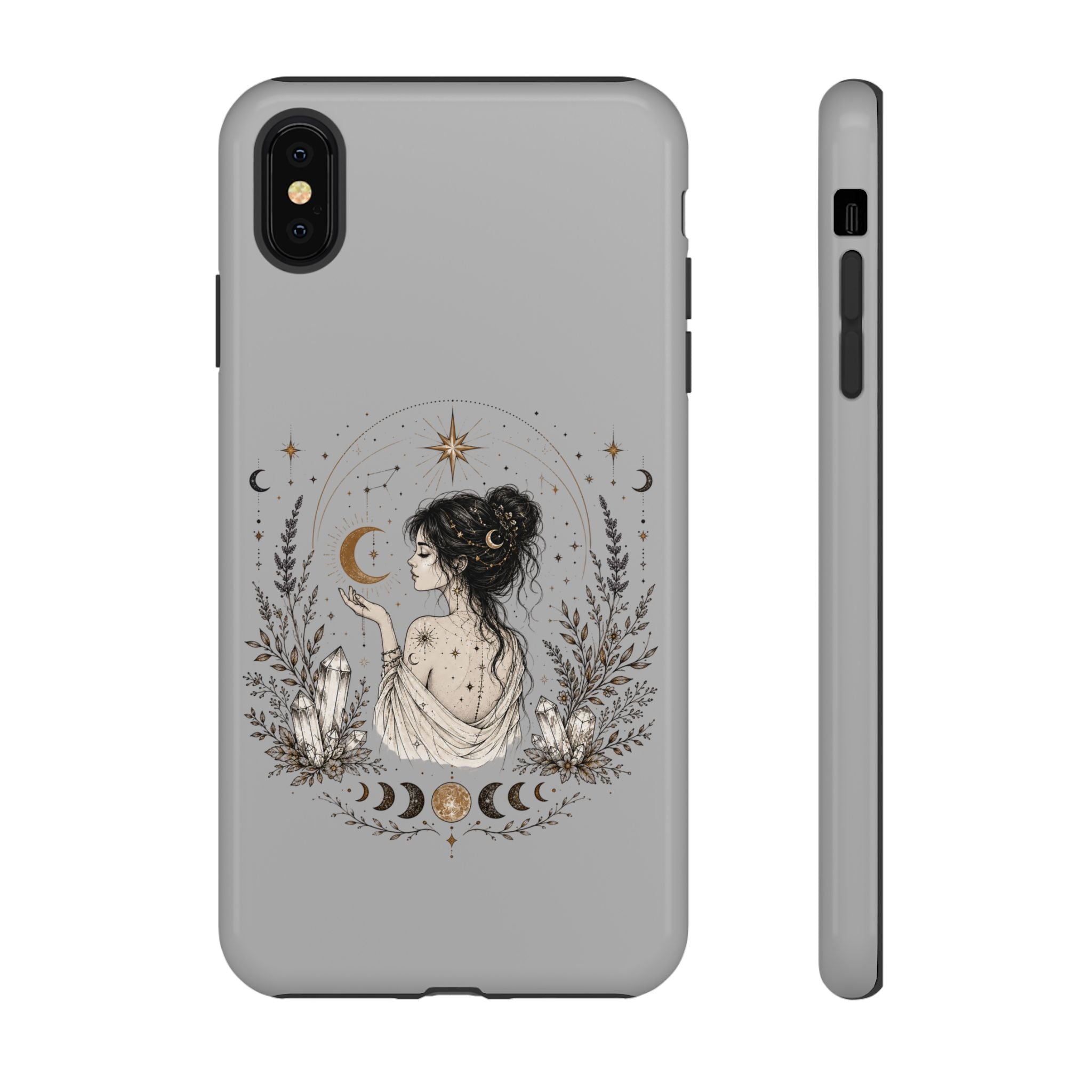 Celestial Witch Illustration Phone Case | Moon Magic, Crystals, Botanical
