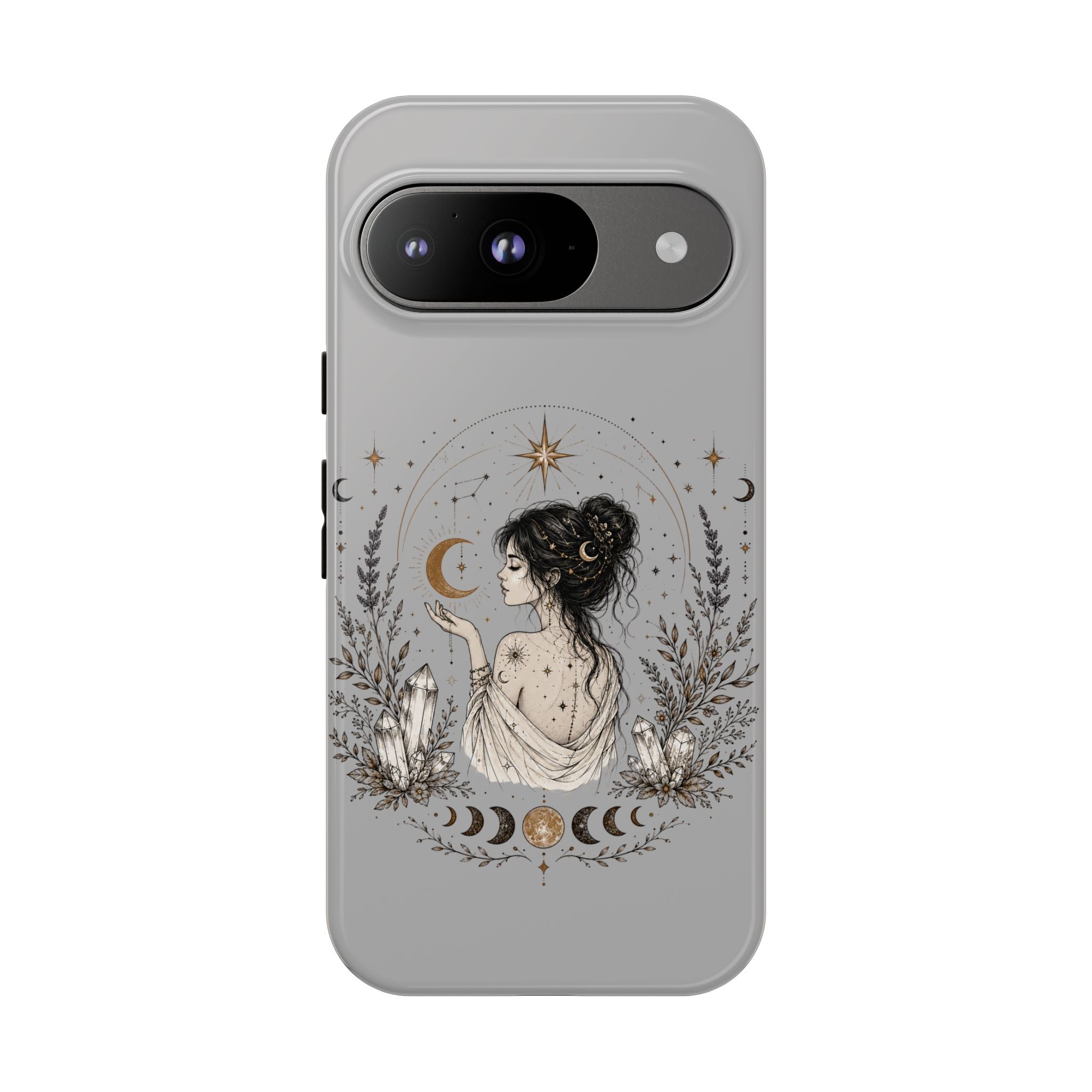 Celestial Witch Illustration Phone Case | Moon Magic, Crystals, Botanical