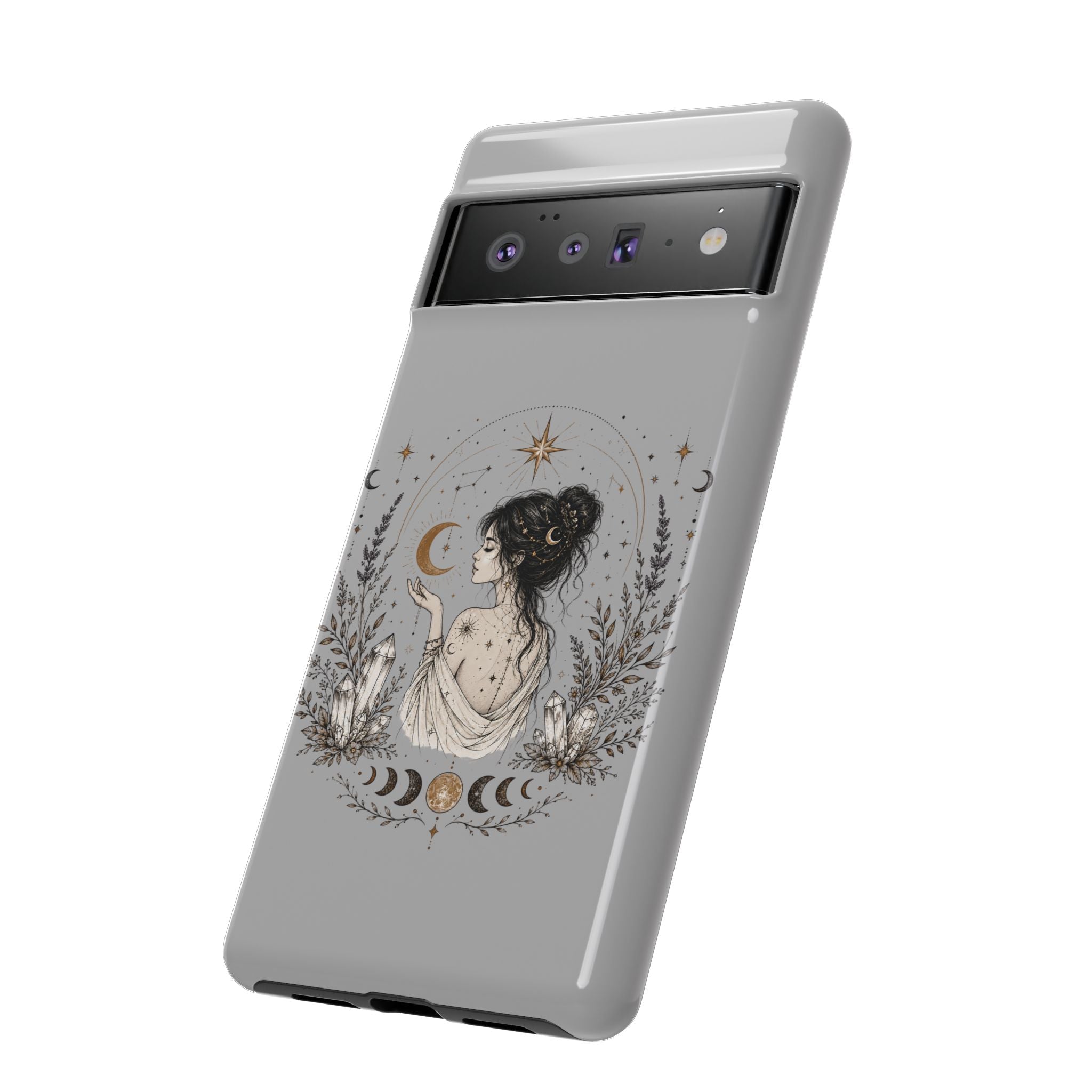 Celestial Witch Illustration Phone Case | Moon Magic, Crystals, Botanical