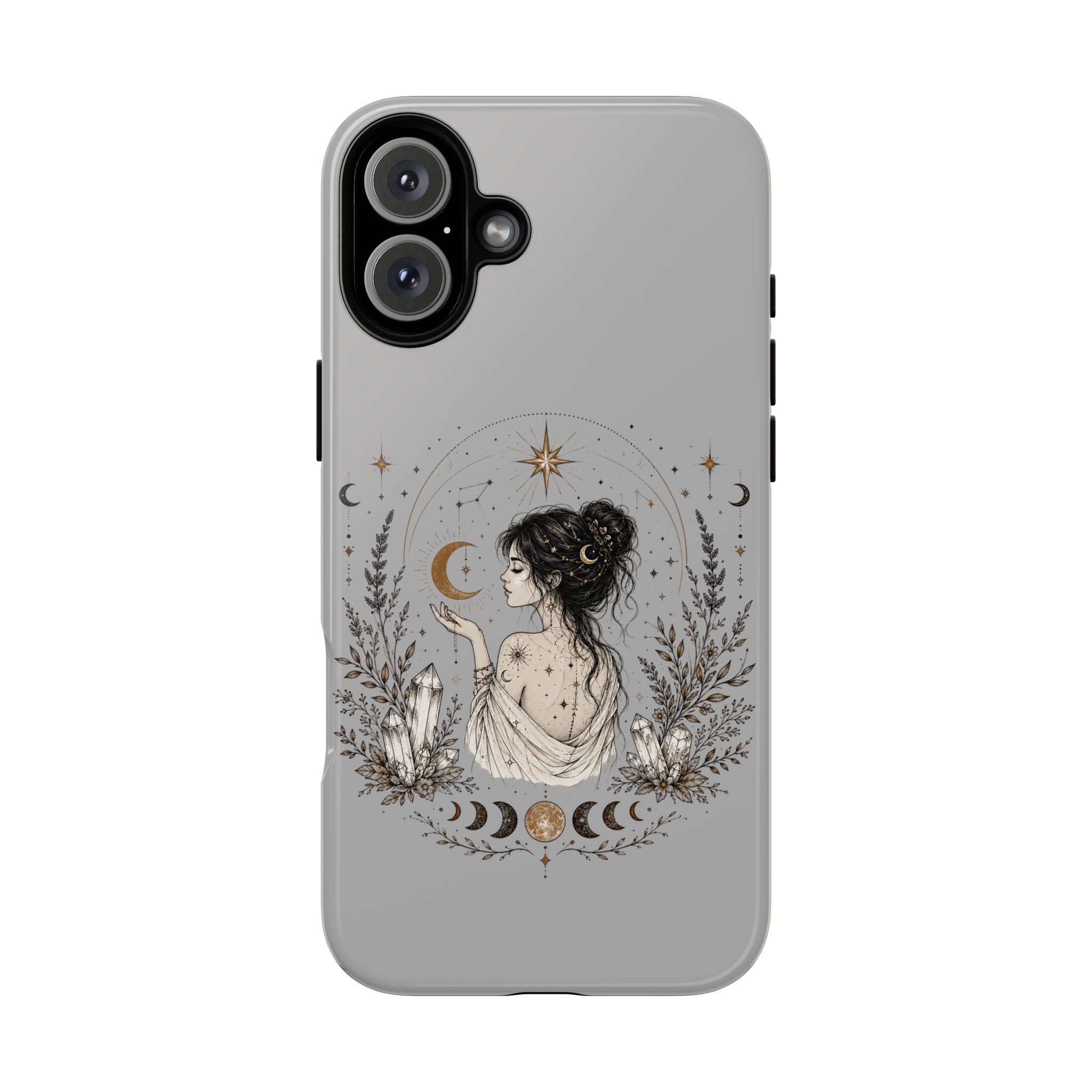 Celestial Witch Illustration Phone Case | Moon Magic, Crystals, Botanical