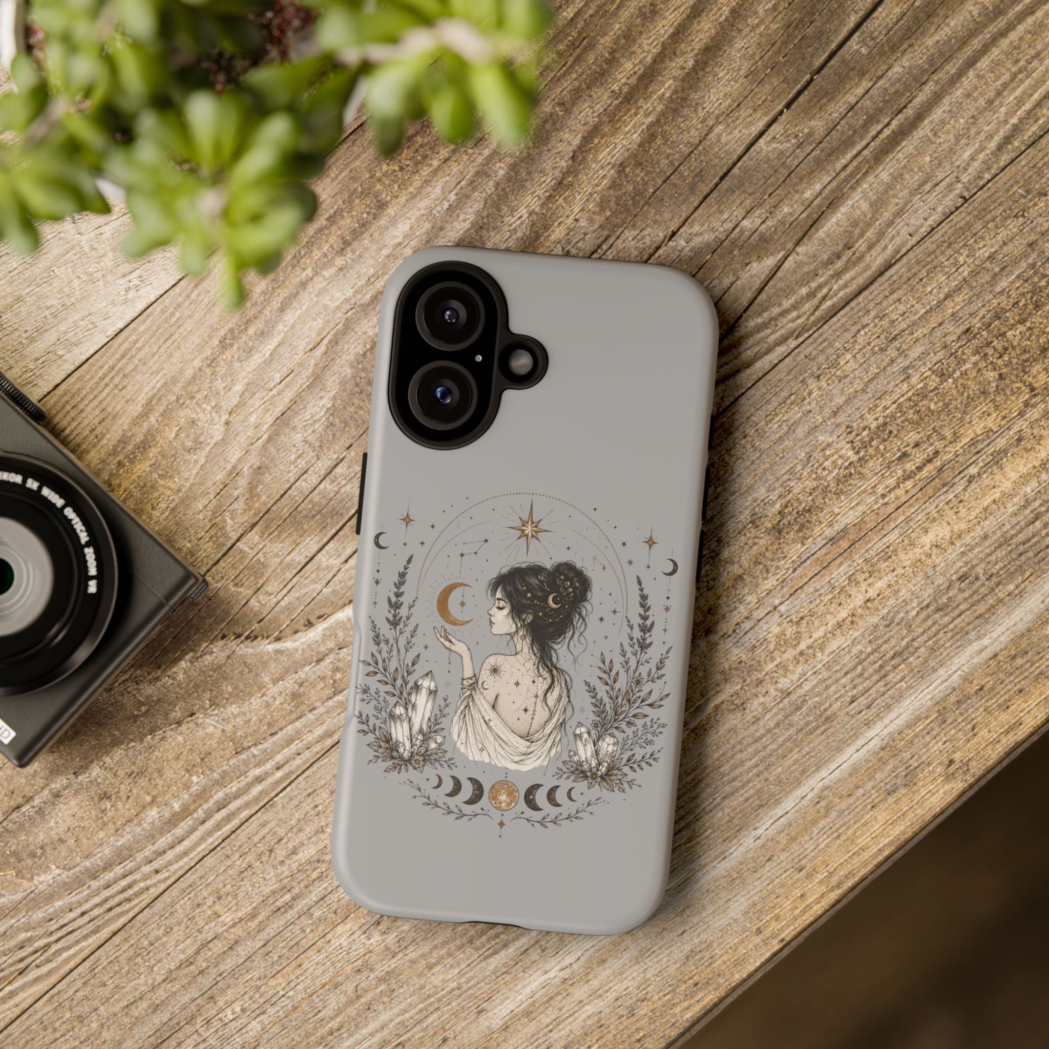 Celestial Witch Illustration Phone Case | Moon Magic, Crystals, Botanical