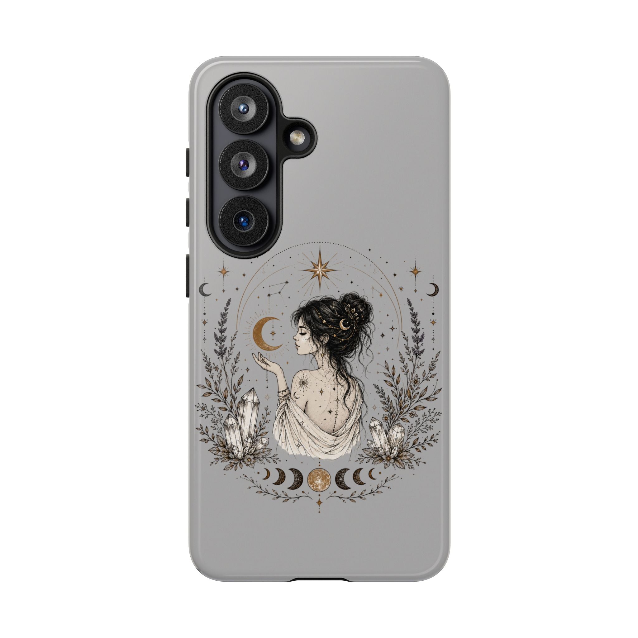 Celestial Witch Illustration Phone Case | Moon Magic, Crystals, Botanical
