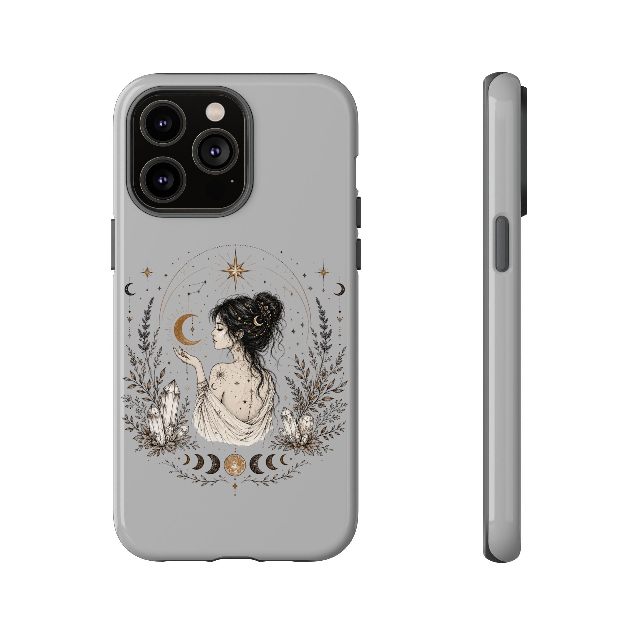Celestial Witch Illustration Phone Case | Moon Magic, Crystals, Botanical