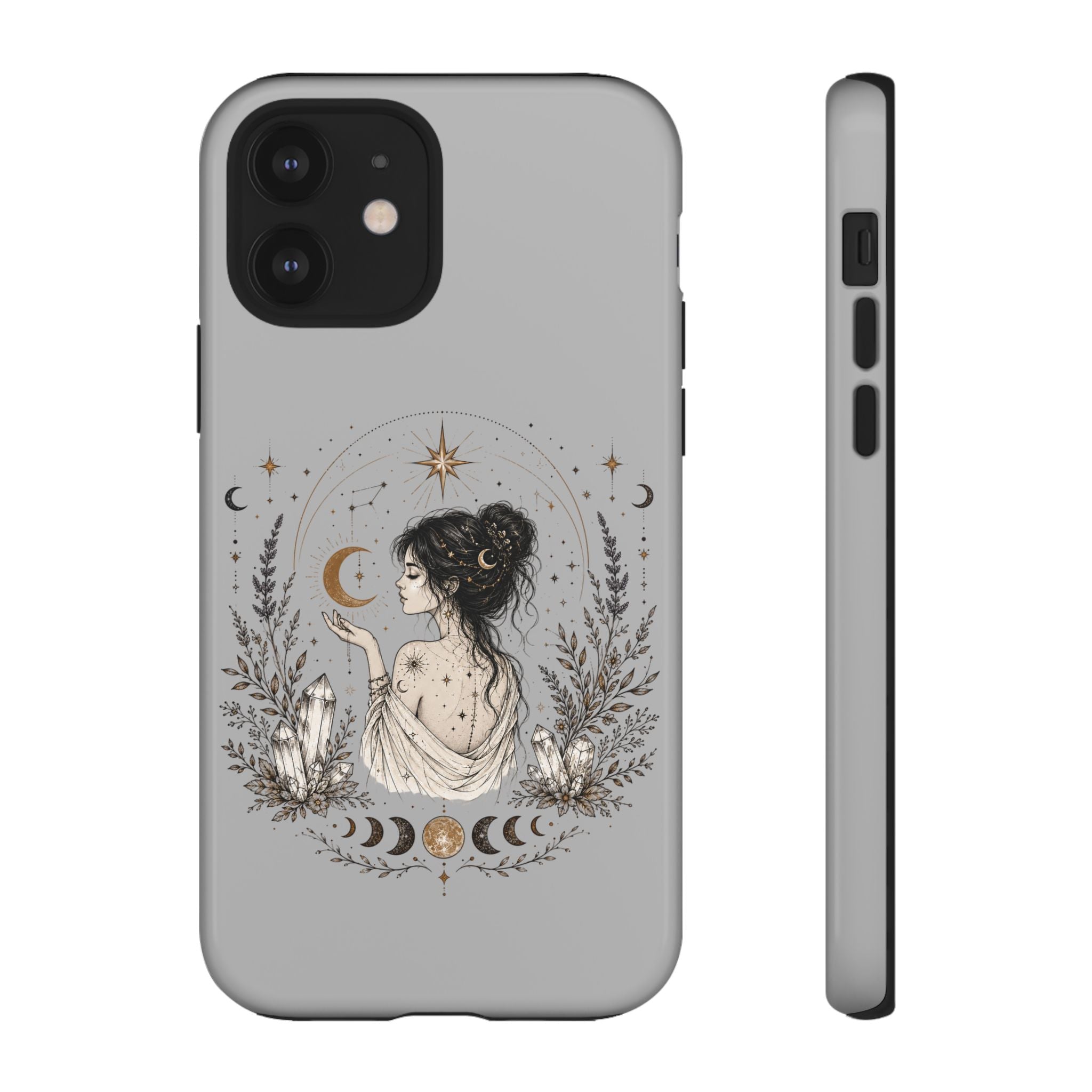 Celestial Witch Illustration Phone Case | Moon Magic, Crystals, Botanical