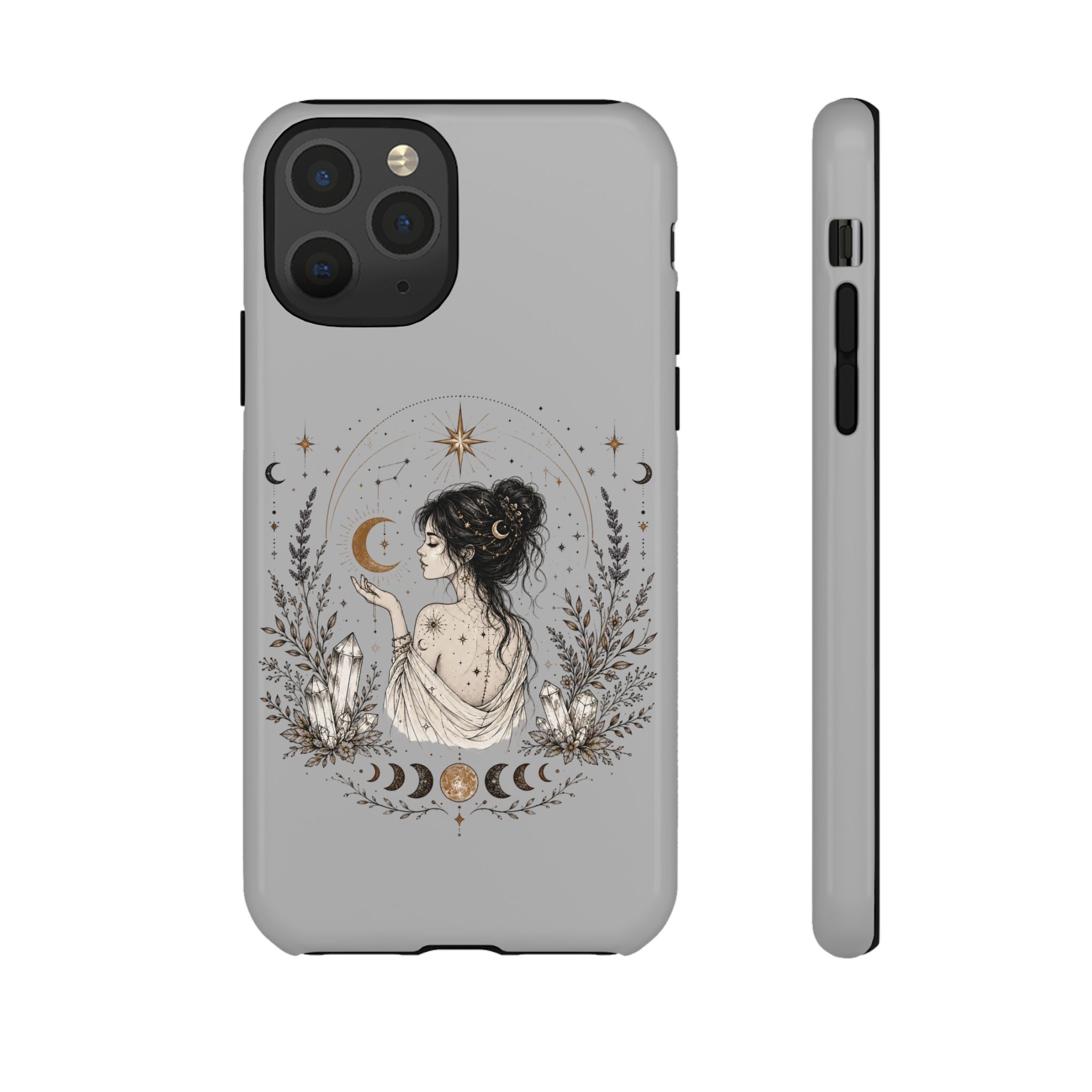 Celestial Witch Illustration Phone Case | Moon Magic, Crystals, Botanical
