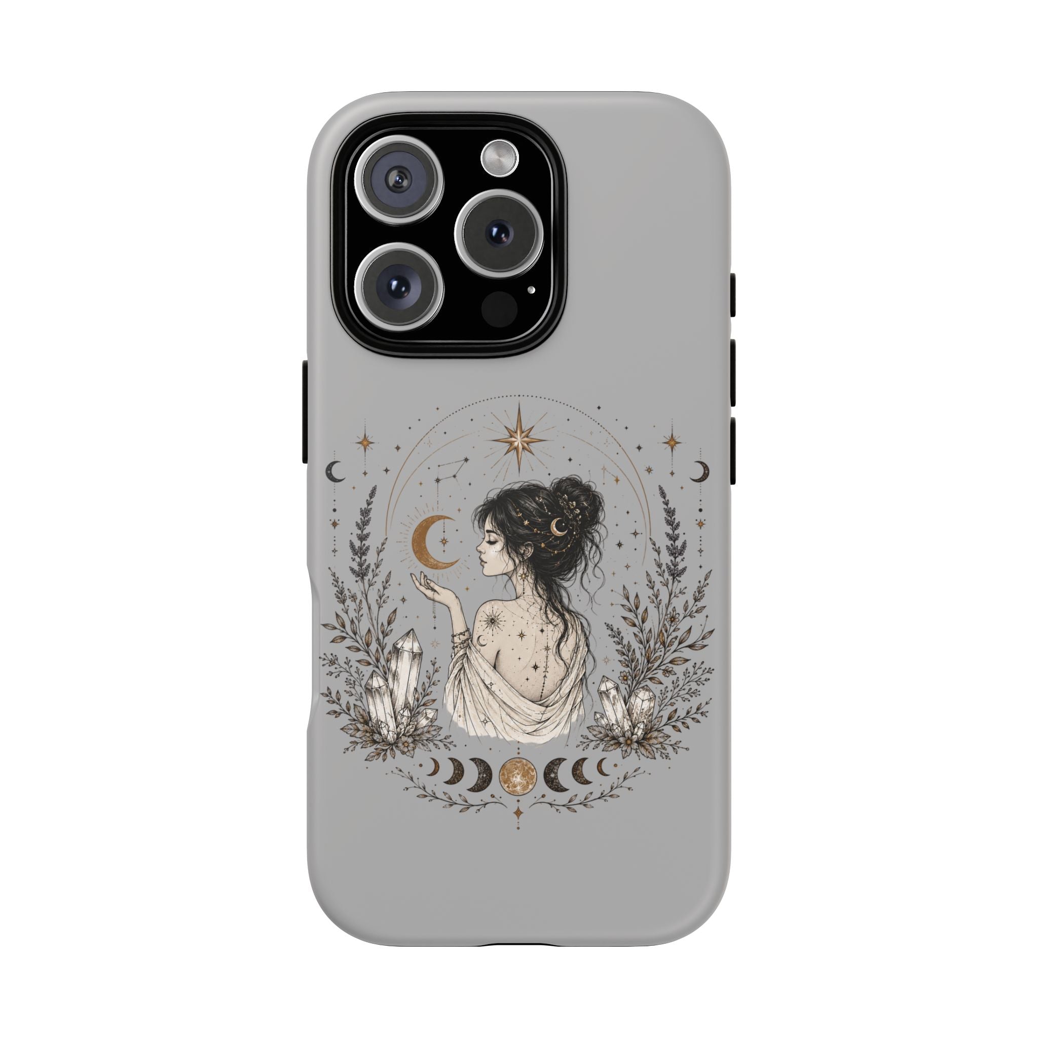 Celestial Witch Illustration Phone Case | Moon Magic, Crystals, Botanical