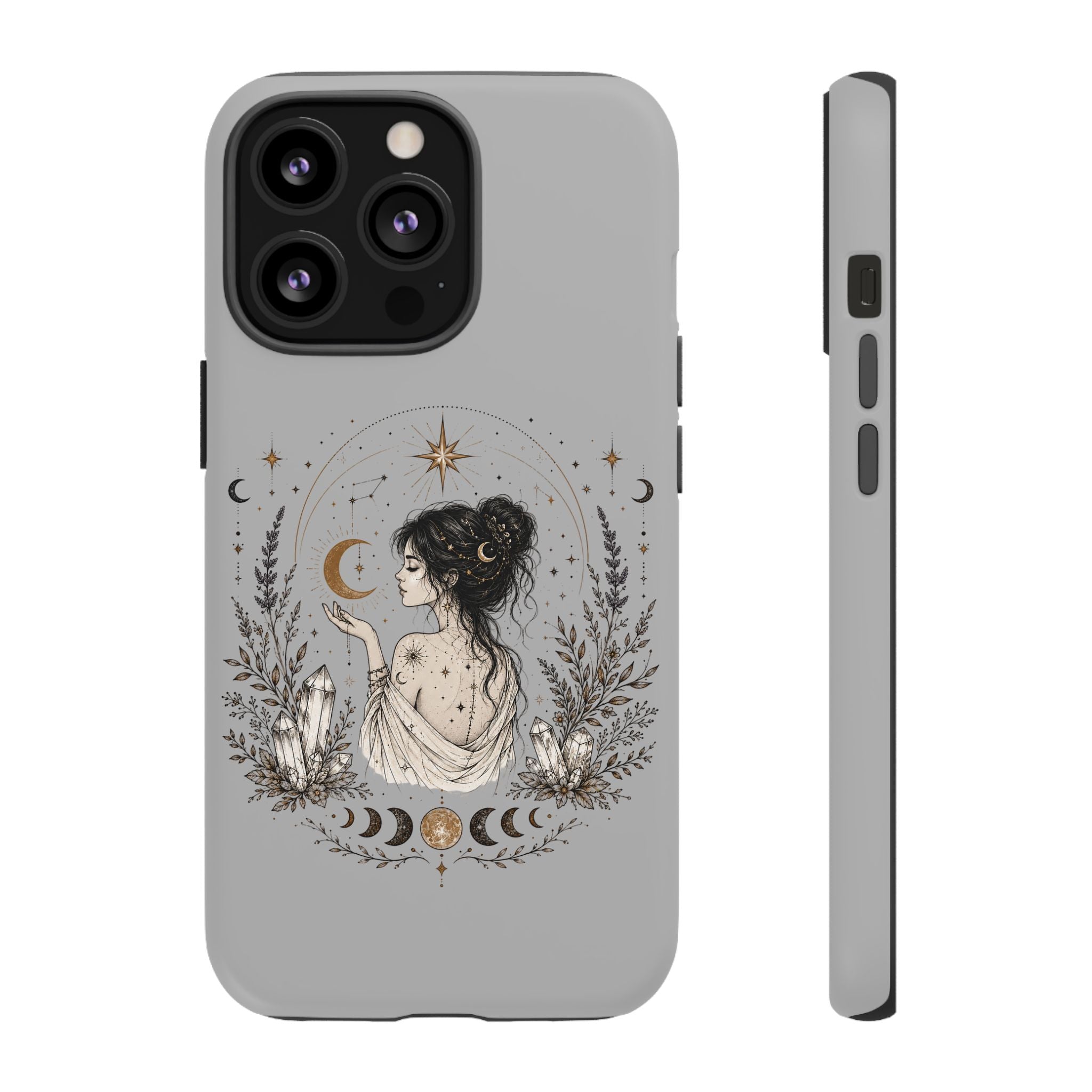 Celestial Witch Illustration Phone Case | Moon Magic, Crystals, Botanical