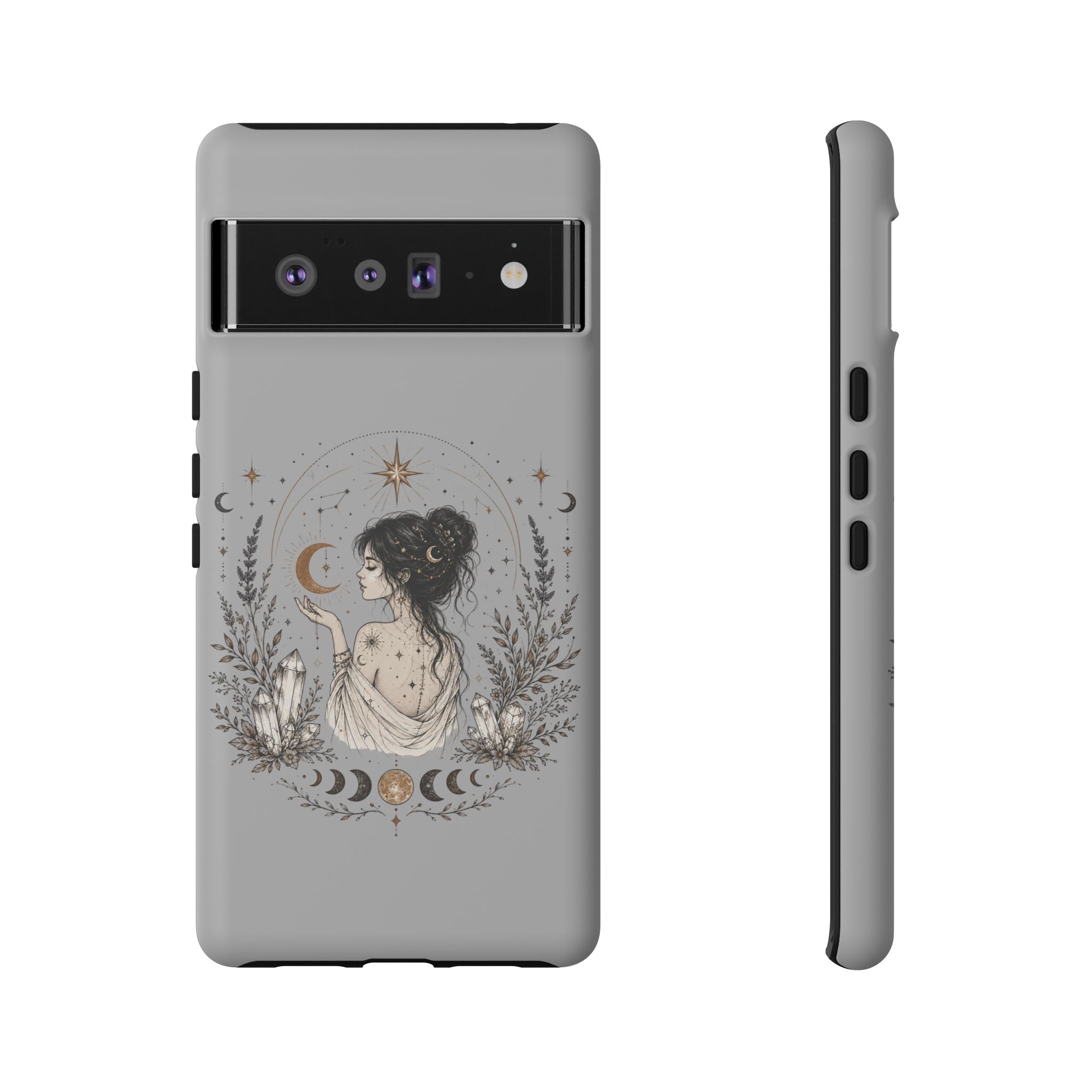 Celestial Witch Illustration Phone Case | Moon Magic, Crystals, Botanical
