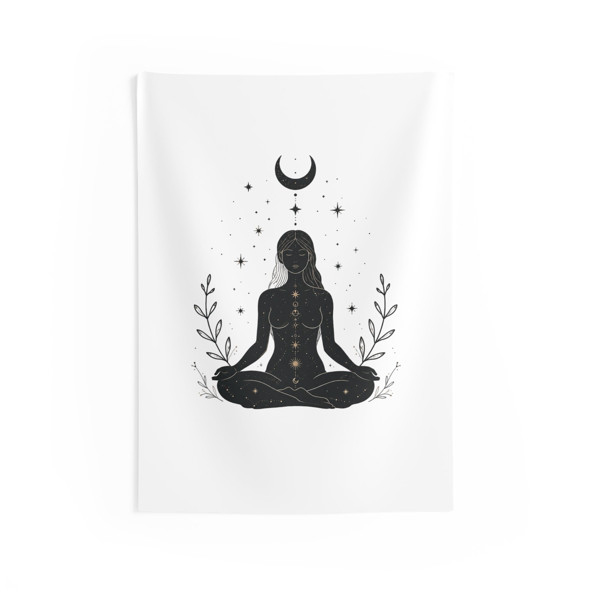 Meditative Moon Goddess Tapestry — Celestial Yoga Wall Art