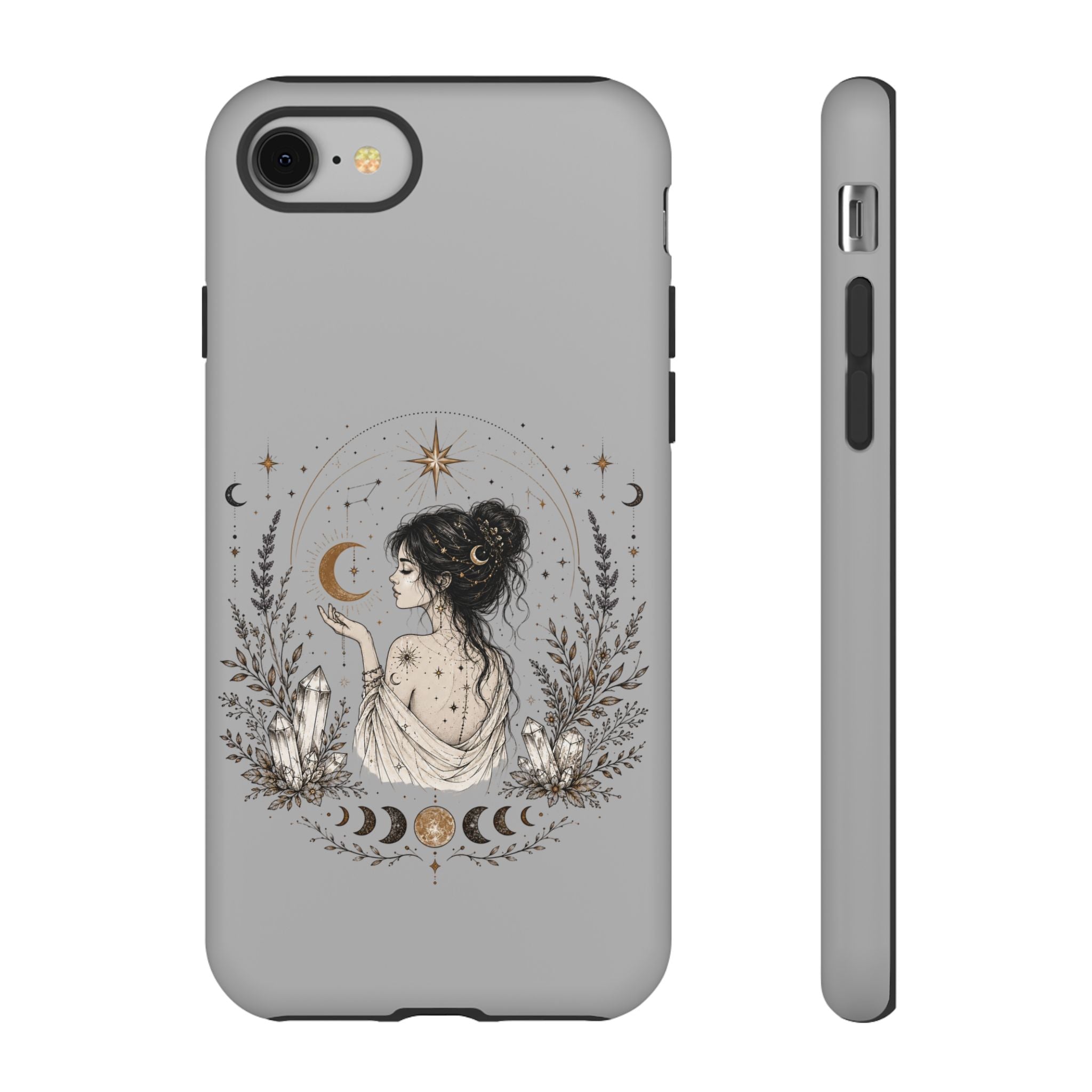 Celestial Witch Illustration Phone Case | Moon Magic, Crystals, Botanical