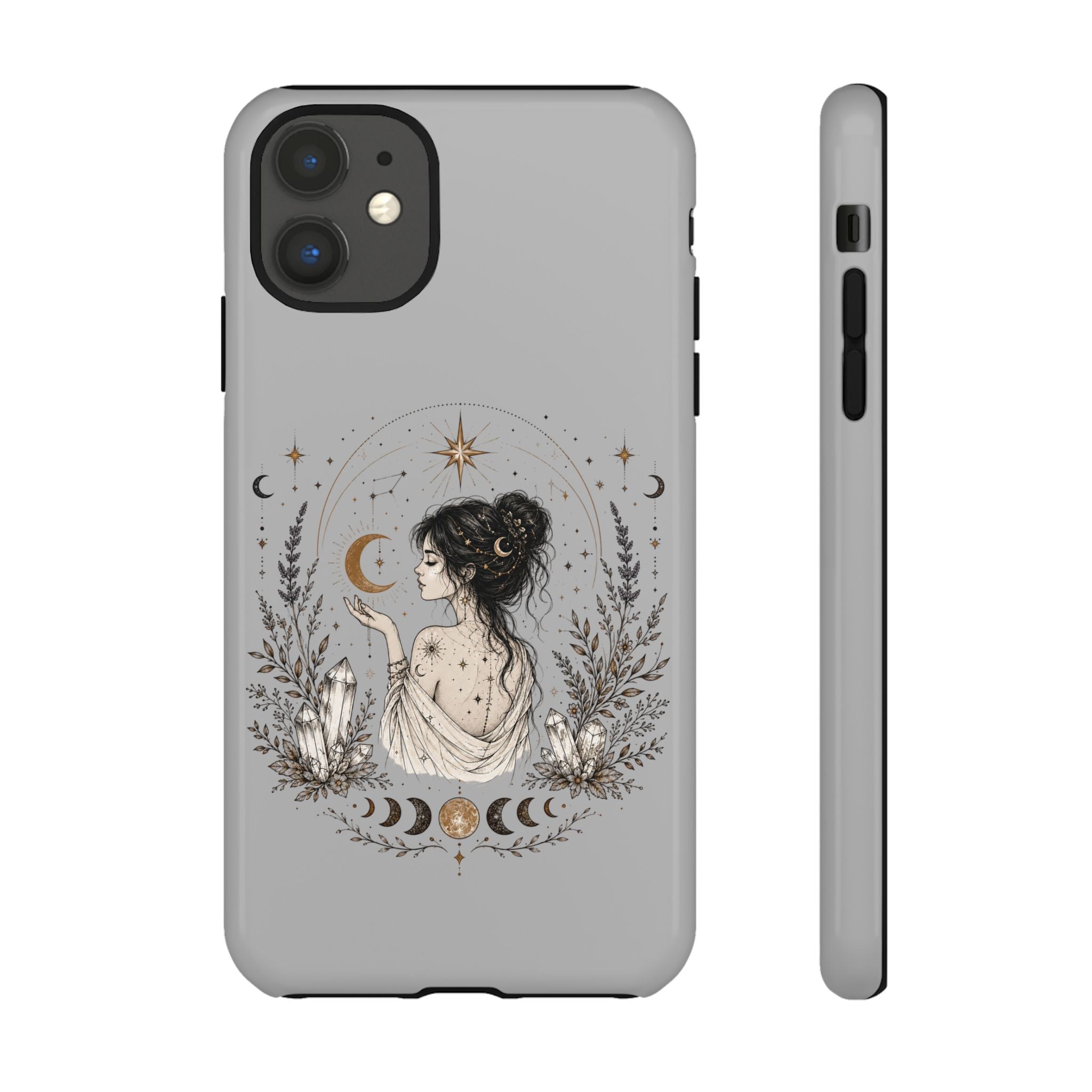 Celestial Witch Illustration Phone Case | Moon Magic, Crystals, Botanical