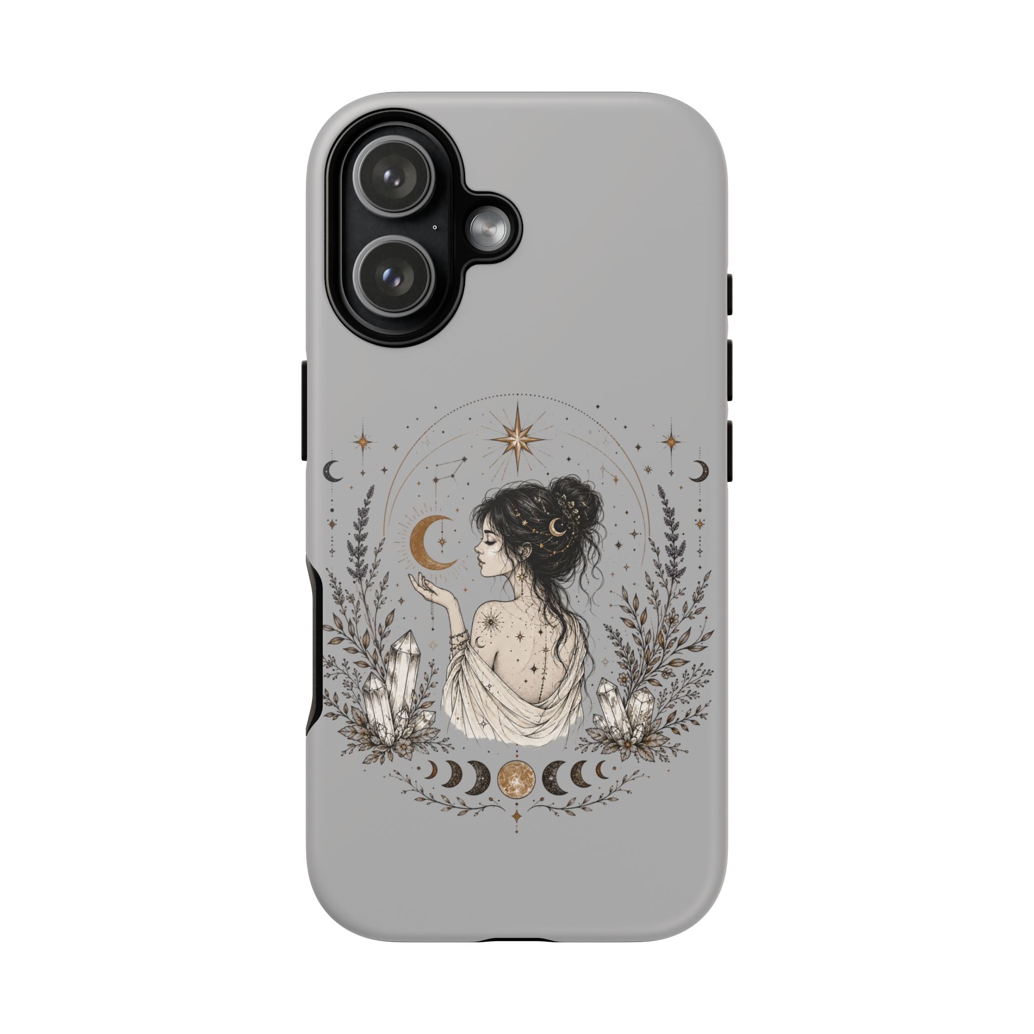 Celestial Witch Illustration Phone Case | Moon Magic, Crystals, Botanical