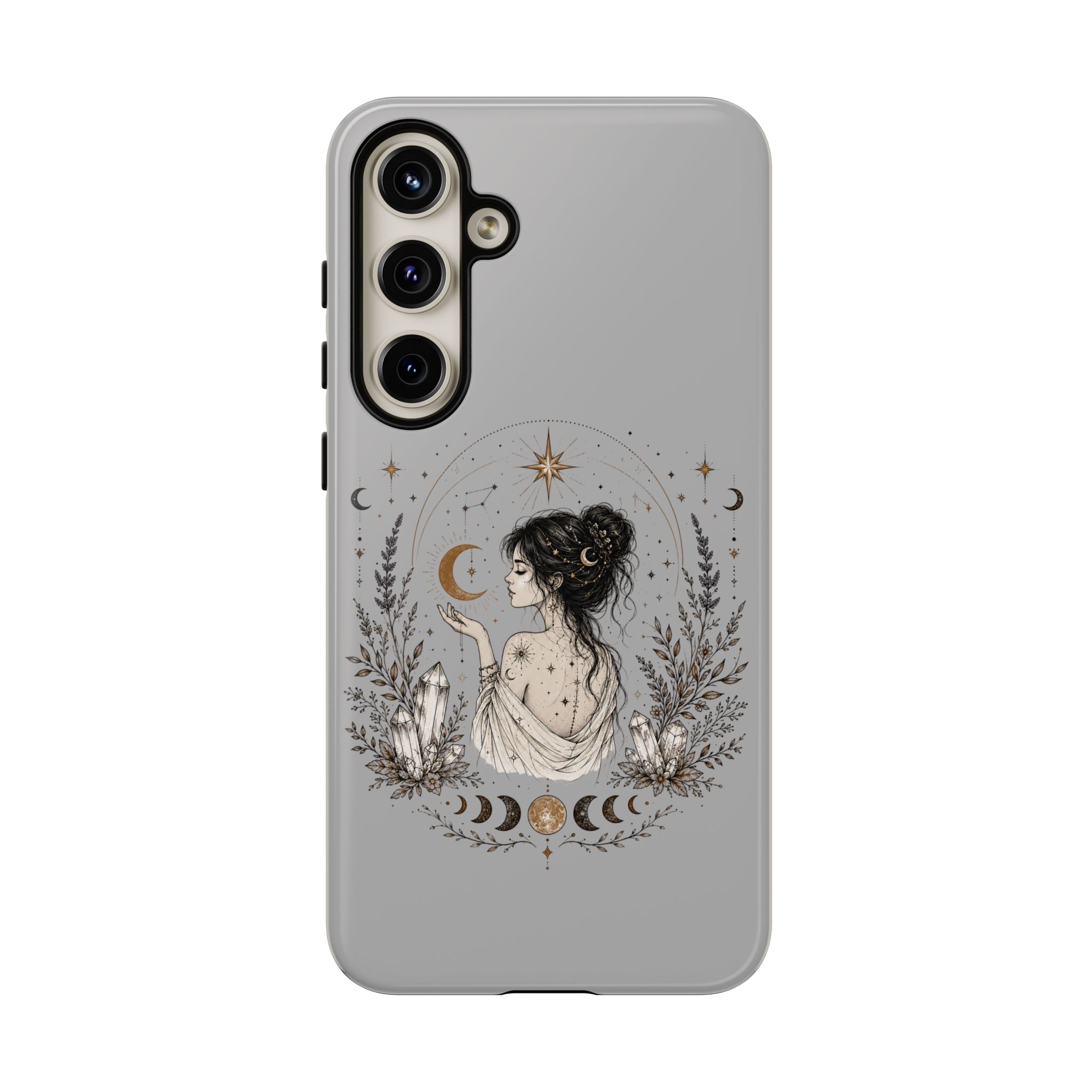 Celestial Witch Illustration Phone Case | Moon Magic, Crystals, Botanical