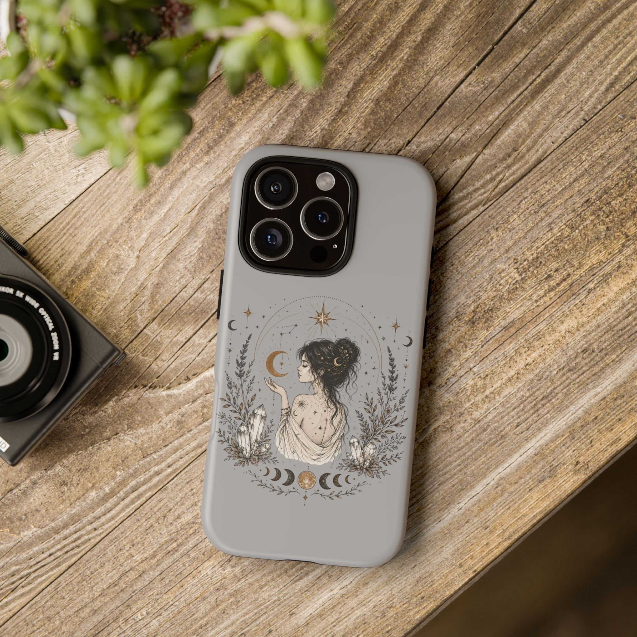 Celestial Witch Illustration Phone Case | Moon Magic, Crystals, Botanical