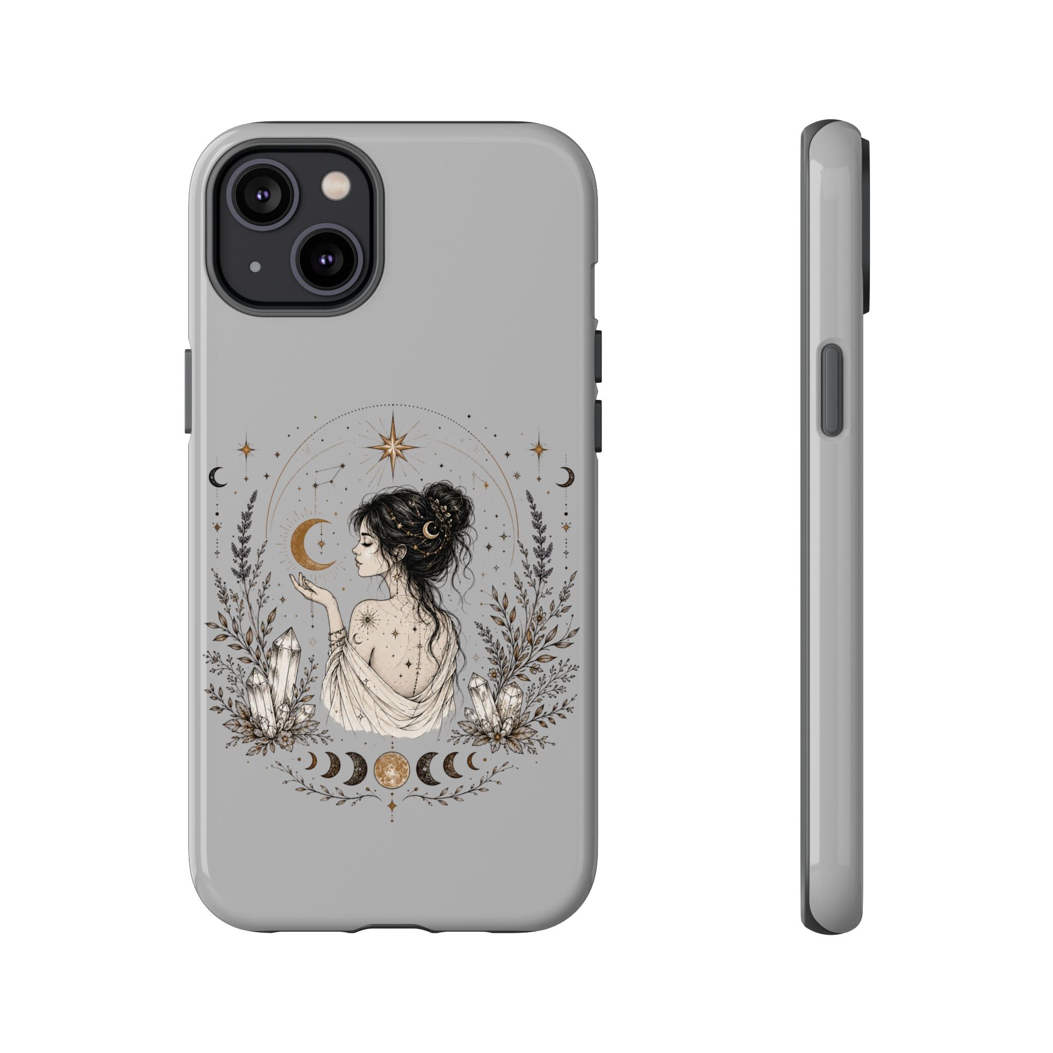 Celestial Witch Illustration Phone Case | Moon Magic, Crystals, Botanical