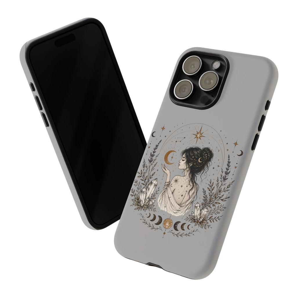 Celestial Witch Illustration Phone Case | Moon Magic, Crystals, Botanical