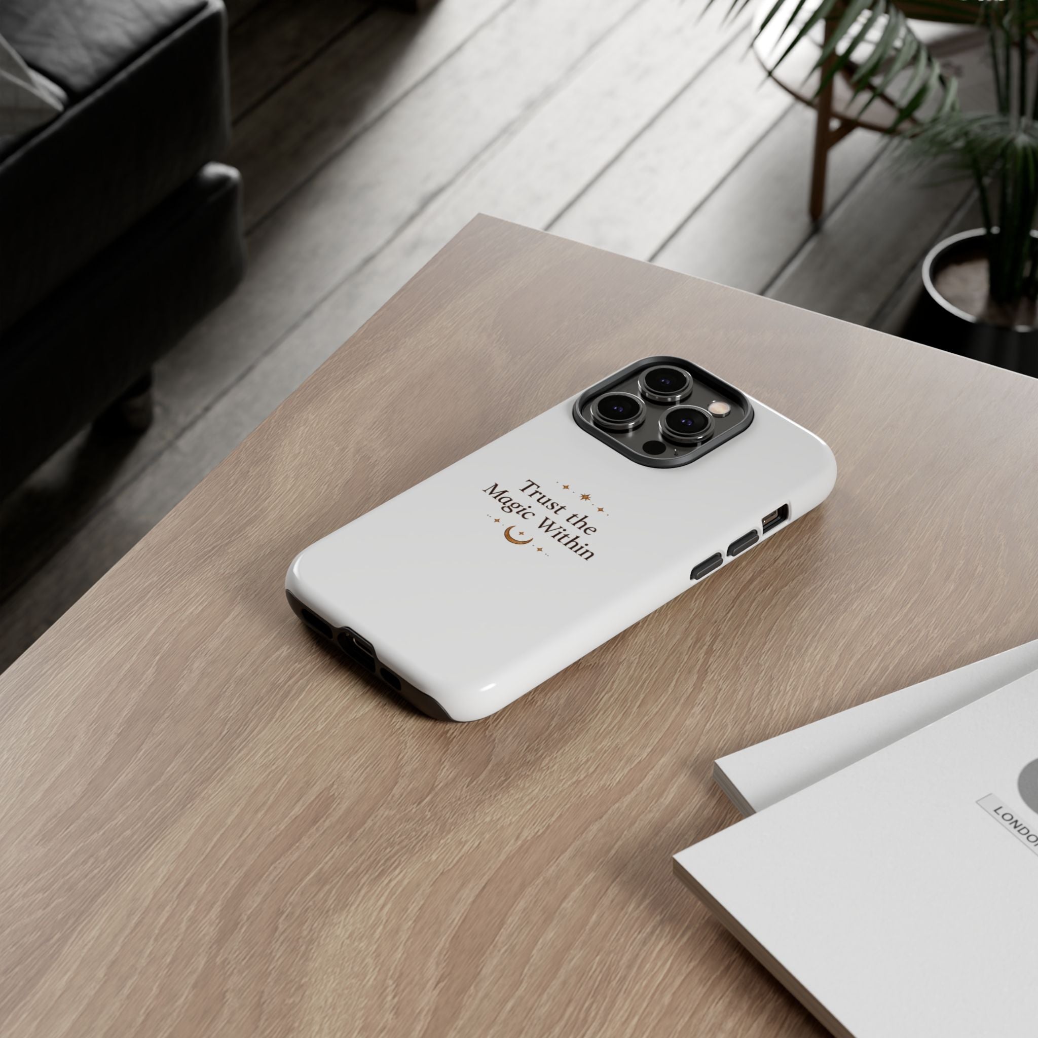 Trust the Magic Within phone case | inspirational moon stars design