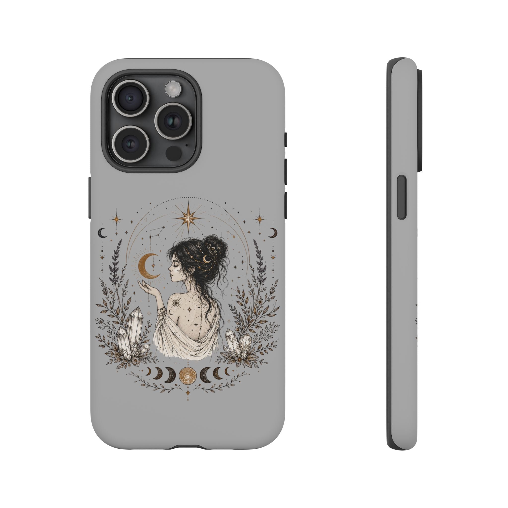 Celestial Witch Illustration Phone Case | Moon Magic, Crystals, Botanical