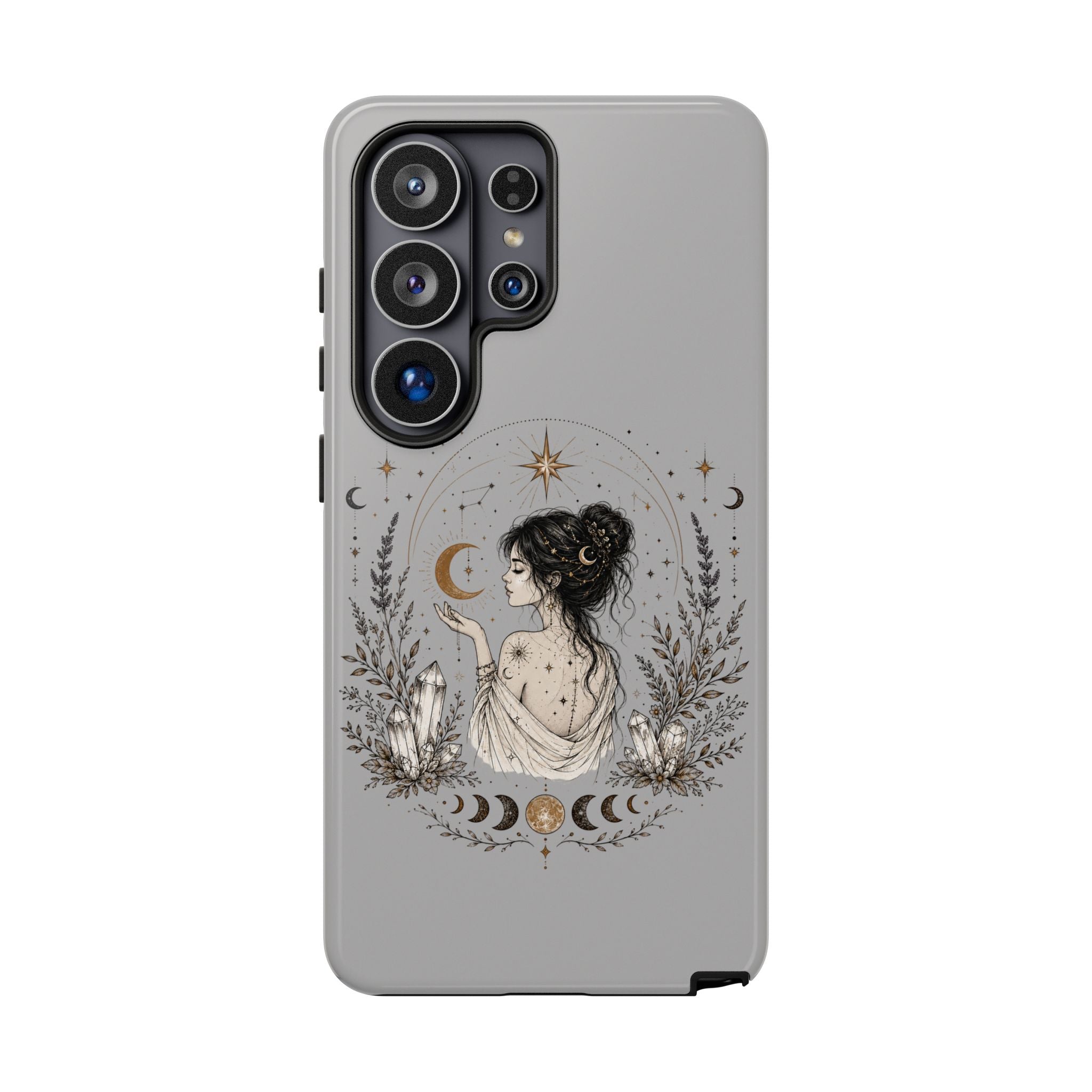 Celestial Witch Illustration Phone Case | Moon Magic, Crystals, Botanical