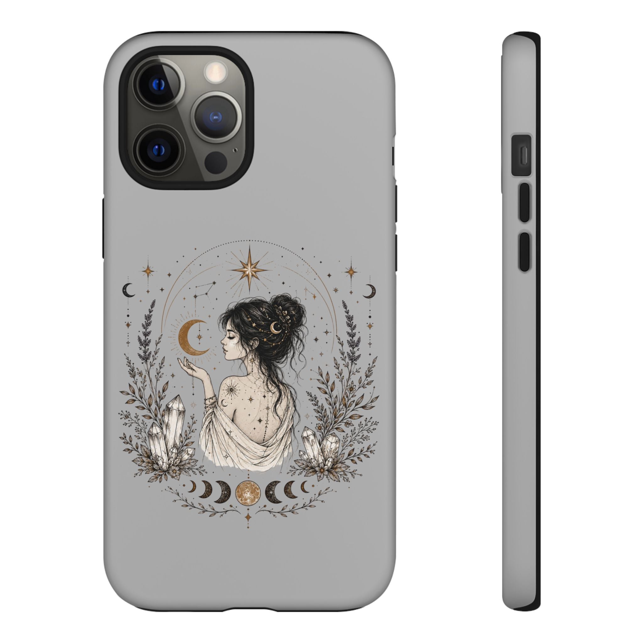 Celestial Witch Illustration Phone Case | Moon Magic, Crystals, Botanical