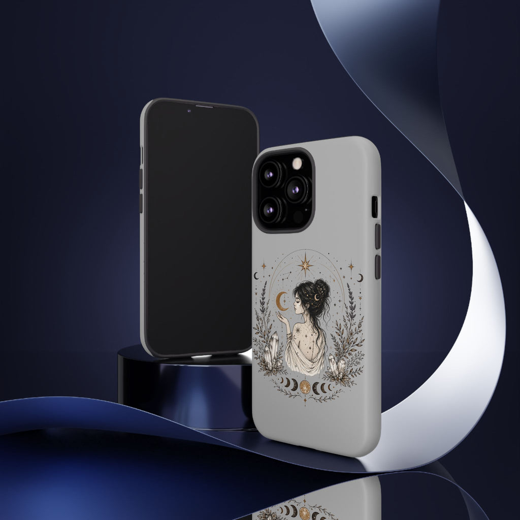 Celestial Witch Illustration Phone Case | Moon Magic, Crystals, Botanical