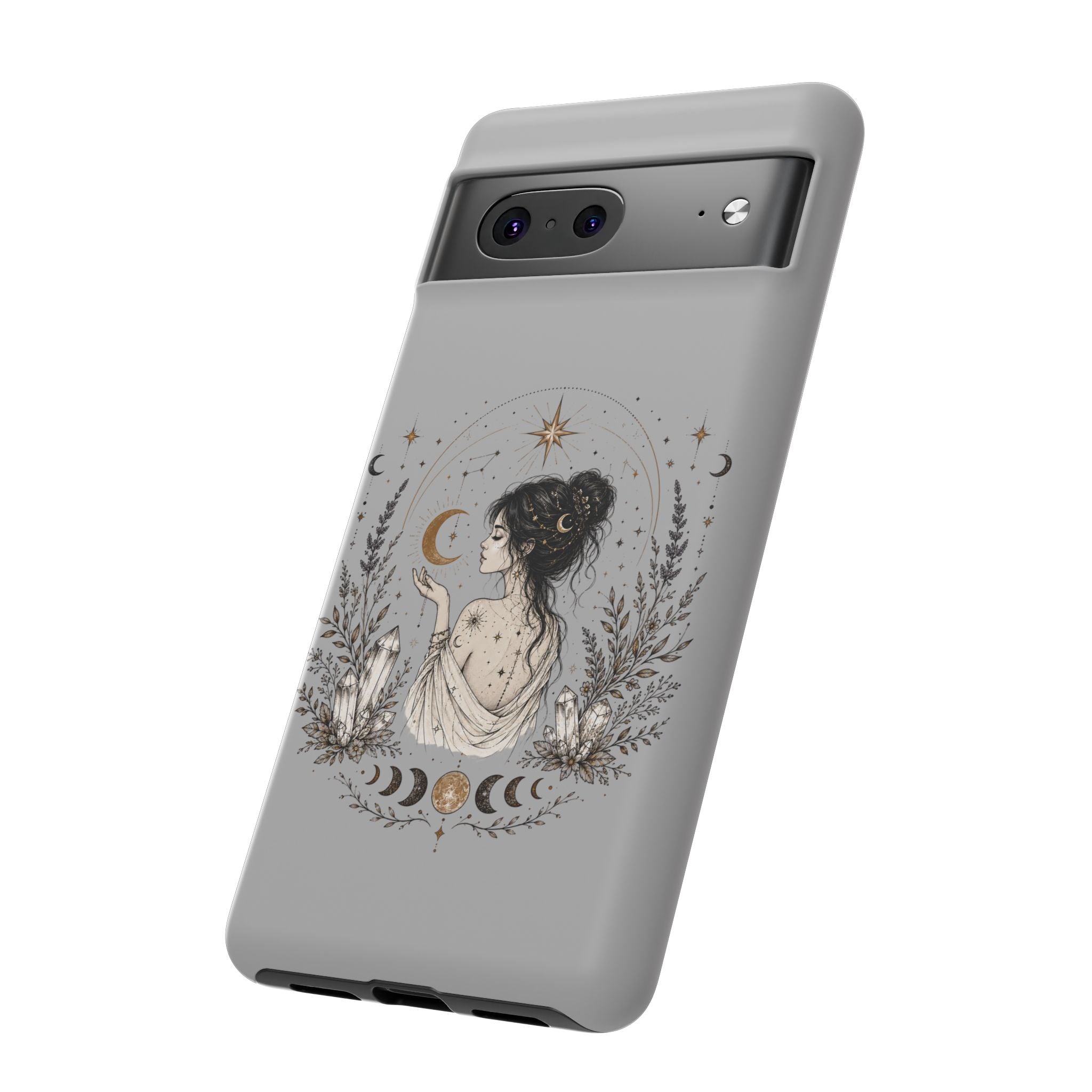 Celestial Witch Illustration Phone Case | Moon Magic, Crystals, Botanical