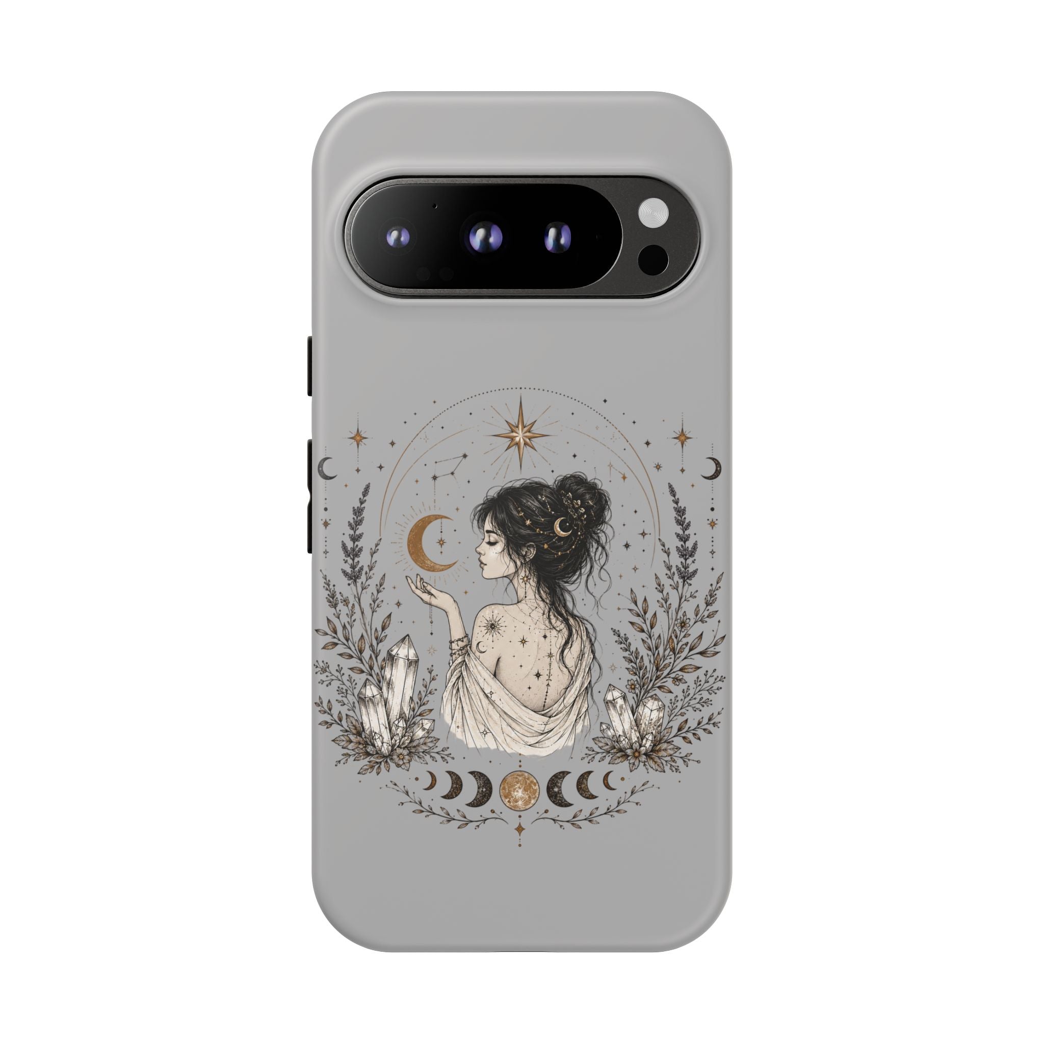 Celestial Witch Illustration Phone Case | Moon Magic, Crystals, Botanical