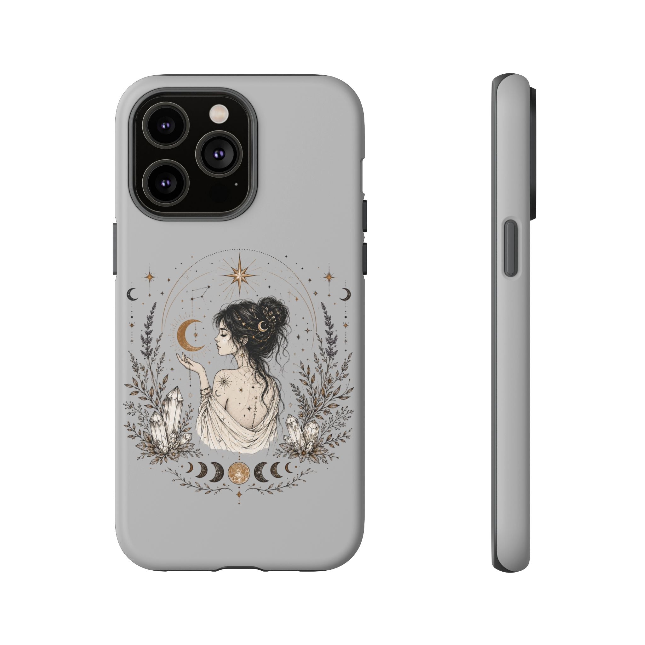 Celestial Witch Illustration Phone Case | Moon Magic, Crystals, Botanical