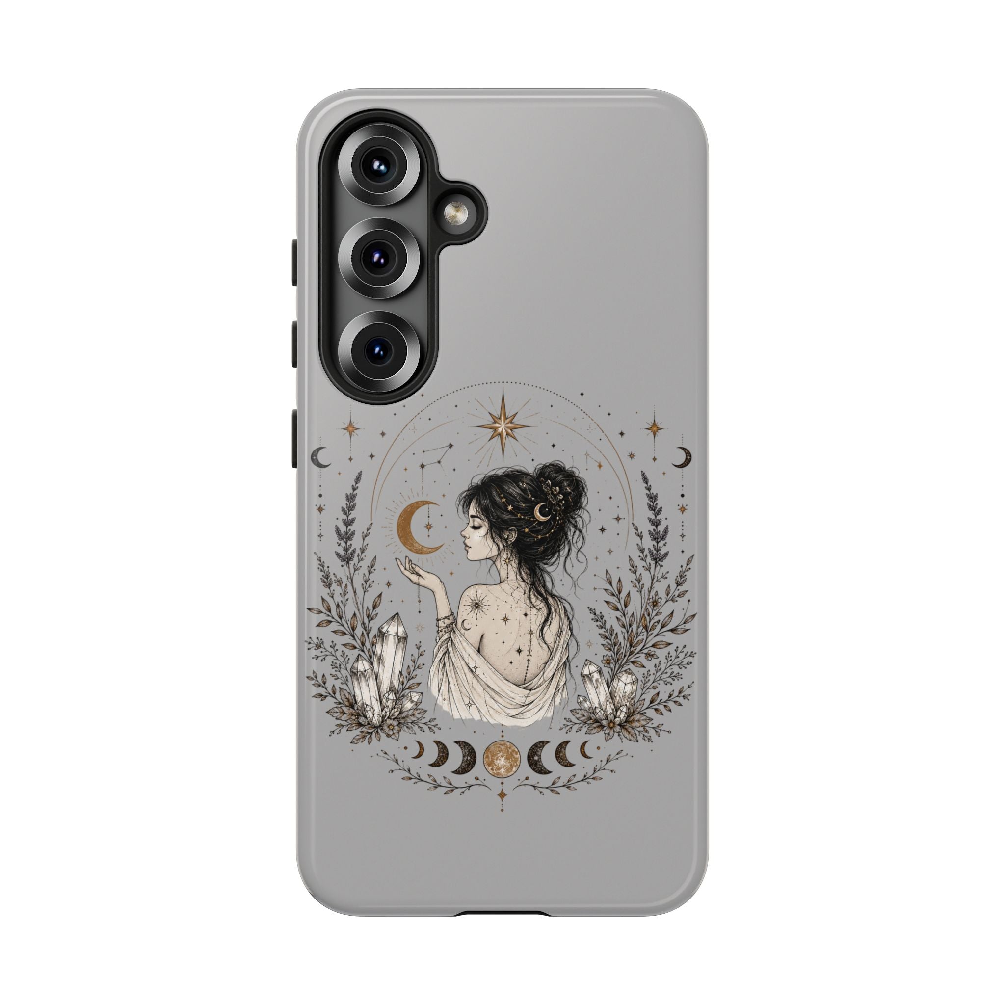 Celestial Witch Illustration Phone Case | Moon Magic, Crystals, Botanical