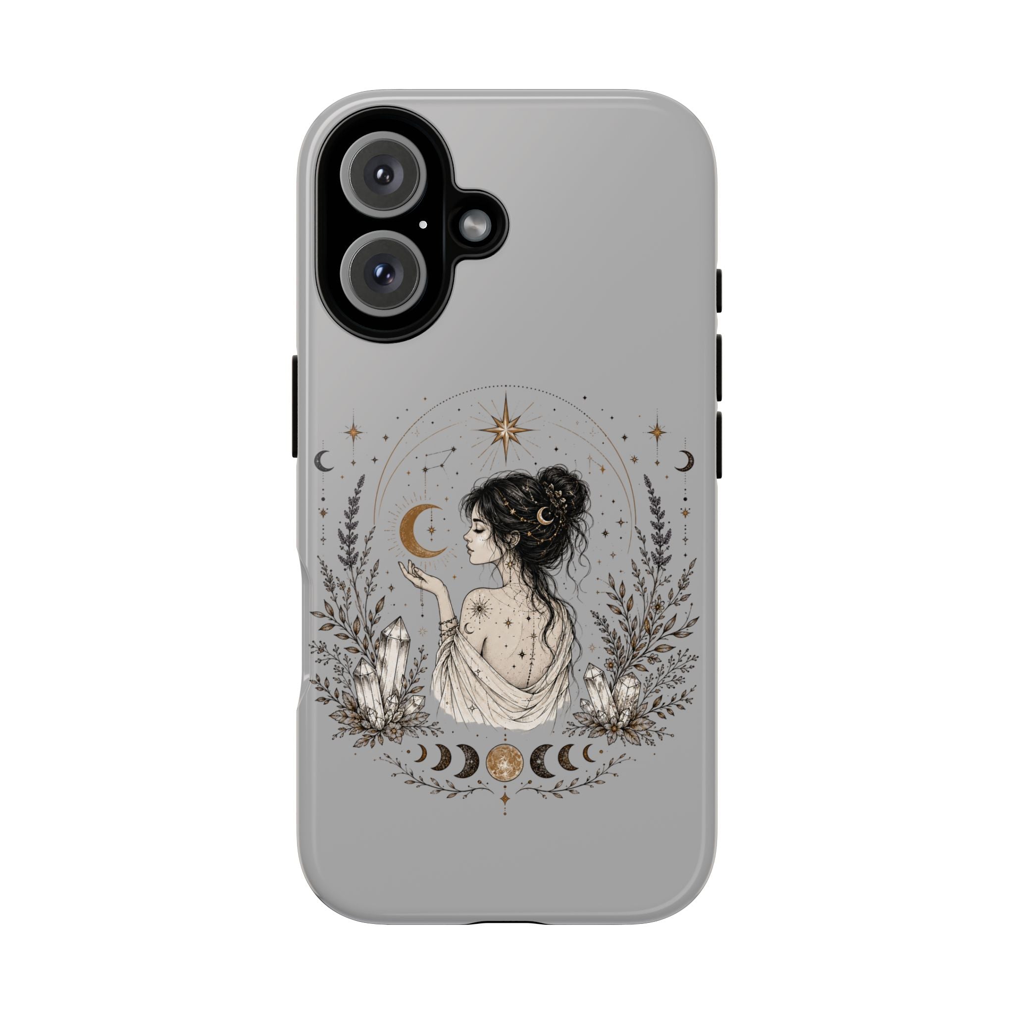 Celestial Witch Illustration Phone Case | Moon Magic, Crystals, Botanical