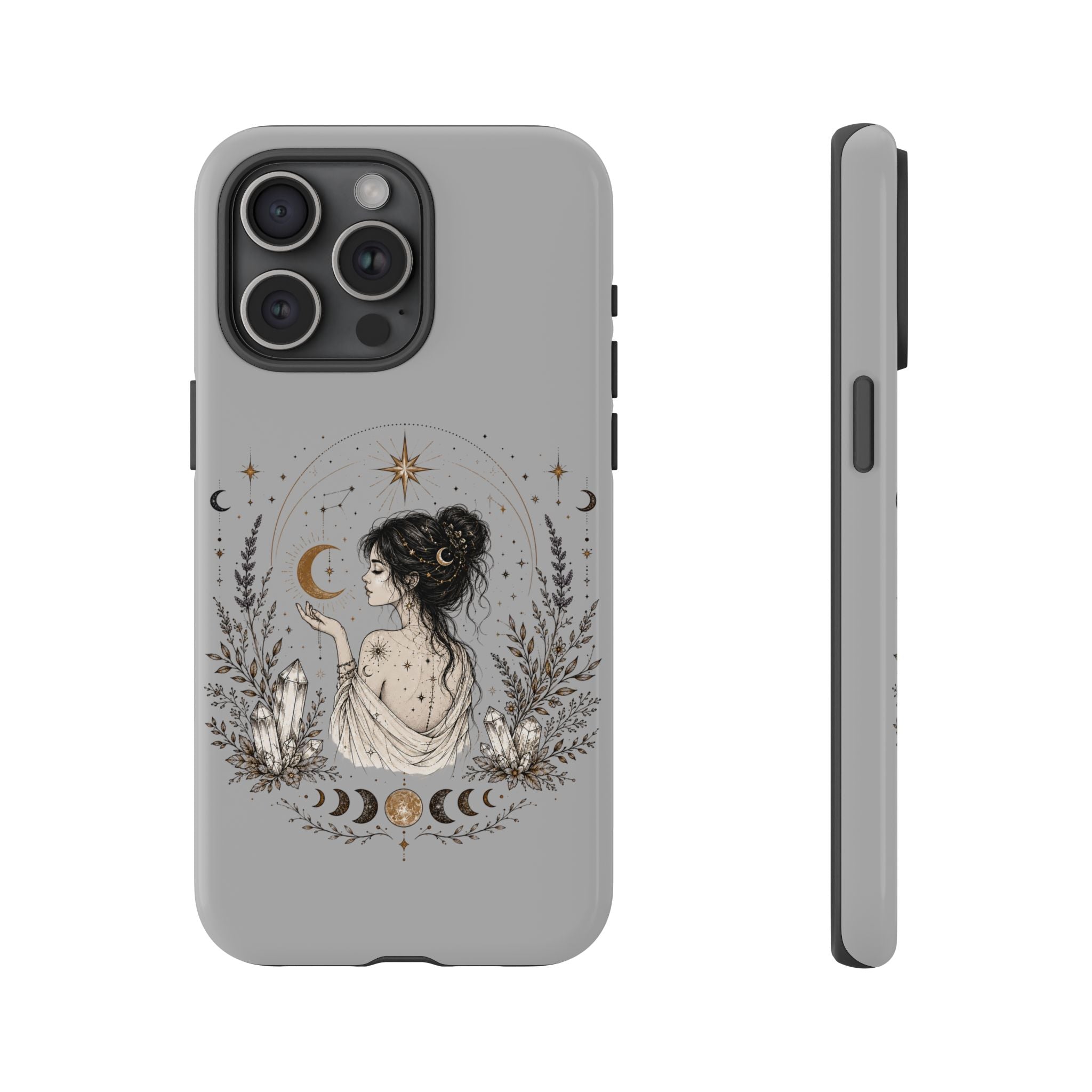 Celestial Witch Illustration Phone Case | Moon Magic, Crystals, Botanical